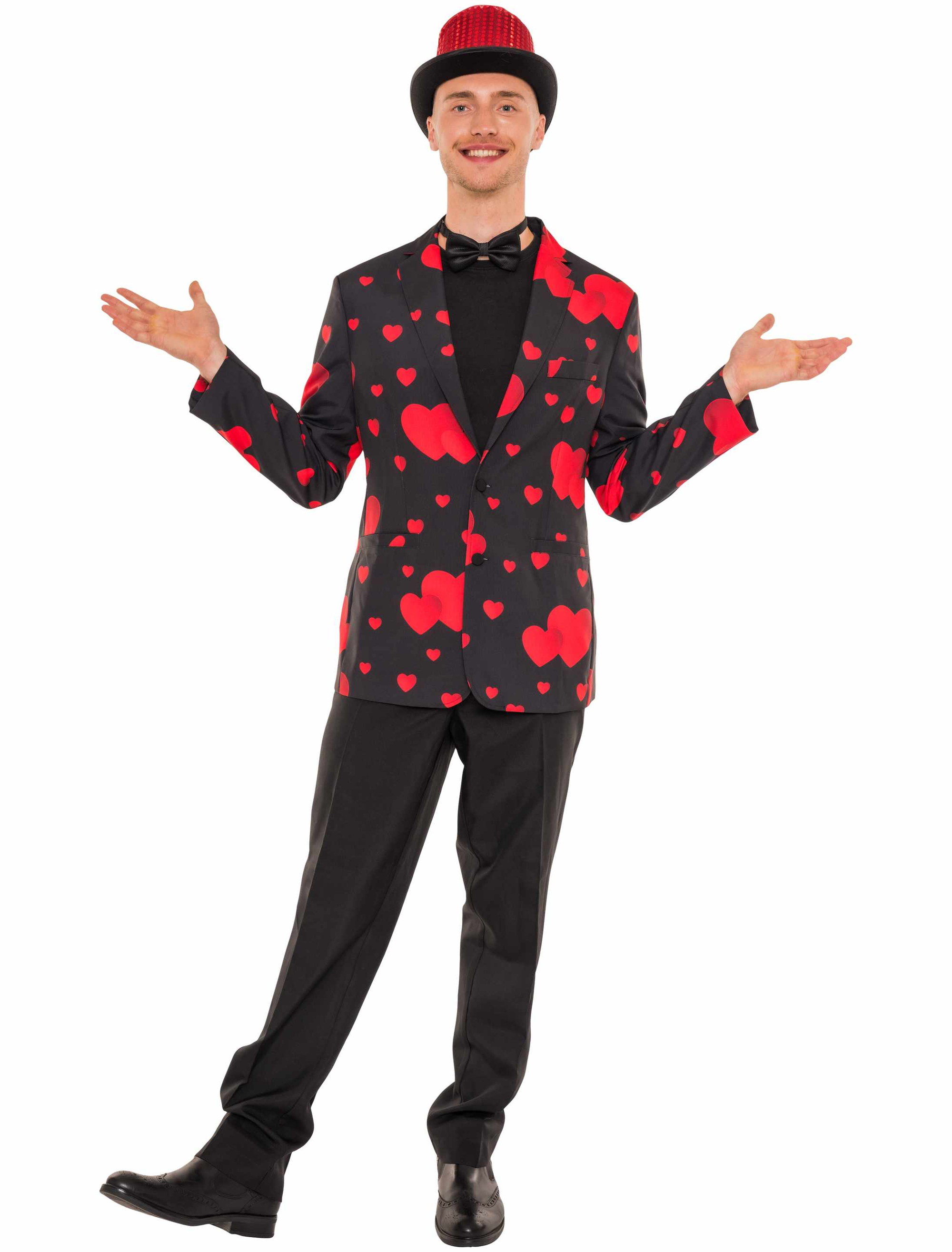 Sakko Herzen Herren schwarz/rot 3XL