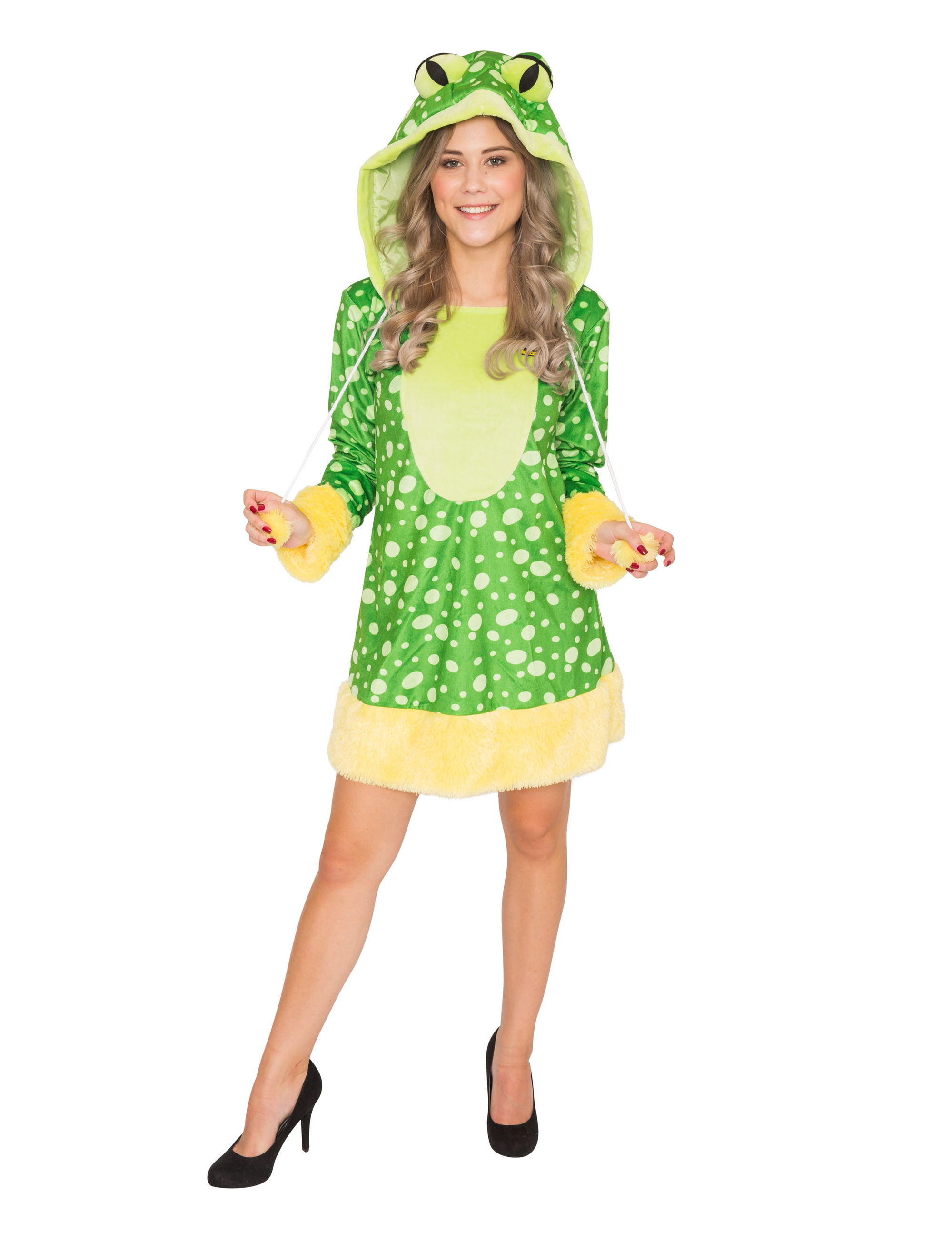 Kleid Plüsch Frosch Damen grün 38-40