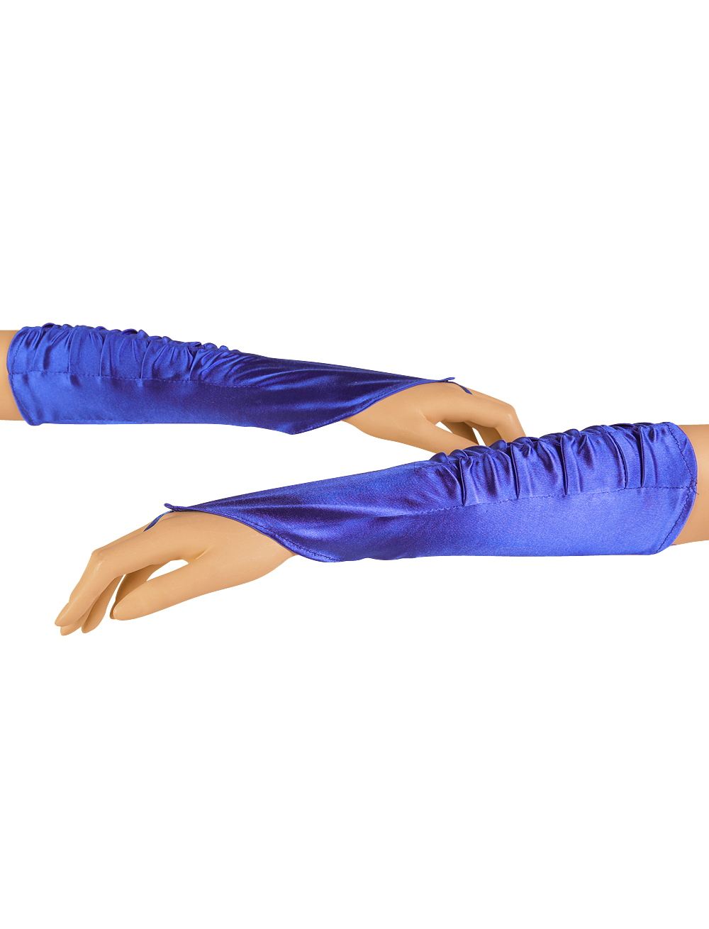 Handschuhe fingerlos Satin blau
