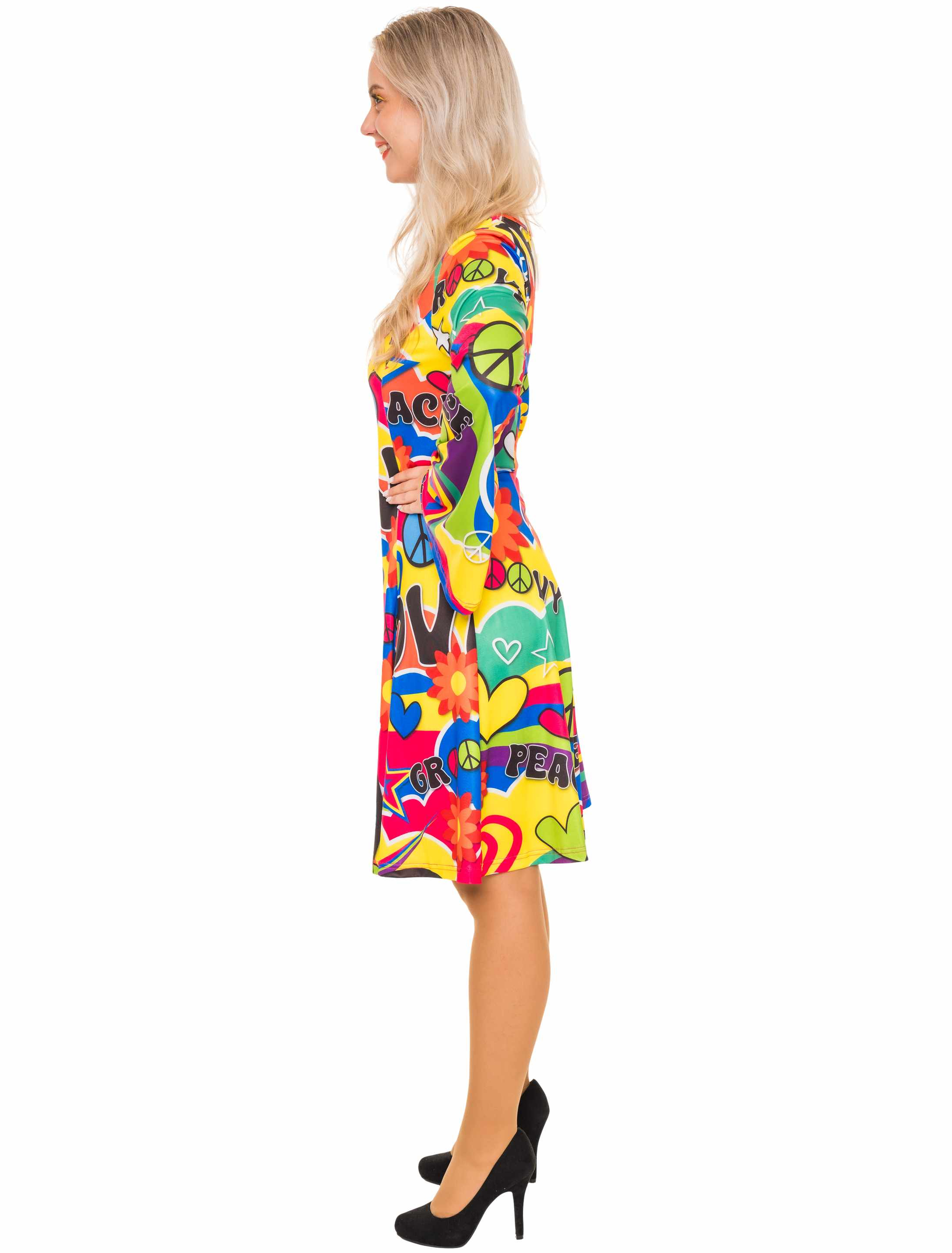 Kleid Hippie Damen bunt XS