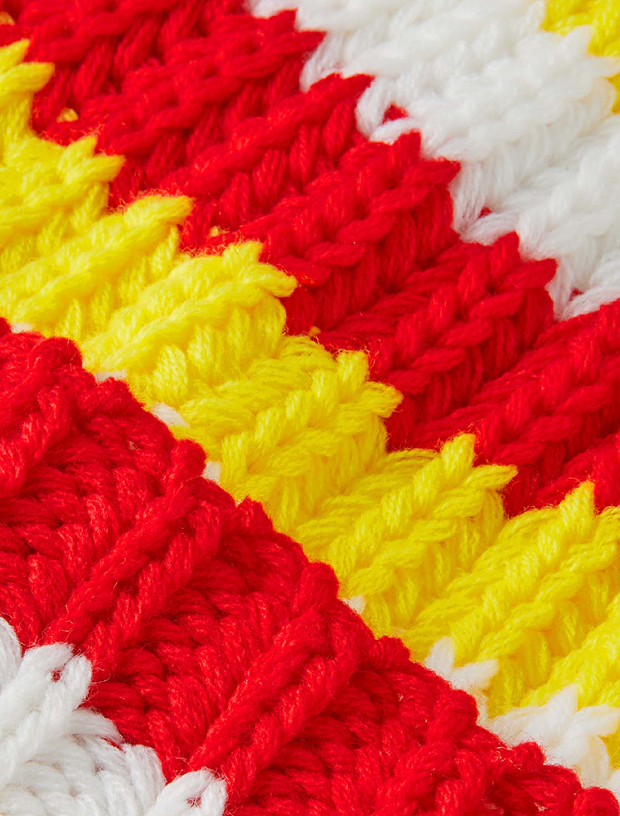 Strickmütze rot/weiß/gelb one size