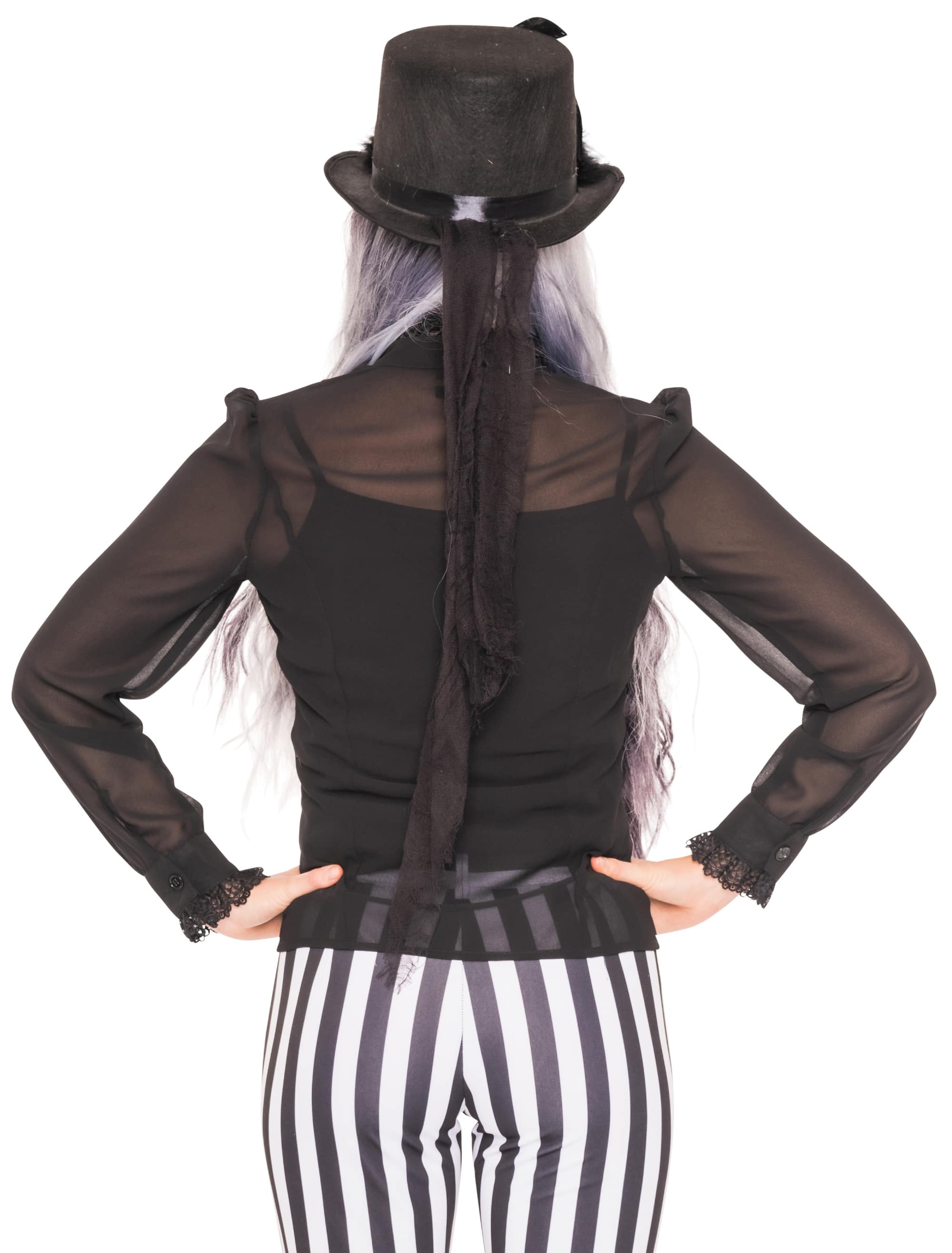 Bluse mit Volant & Spitze Damen schwarz 2XL