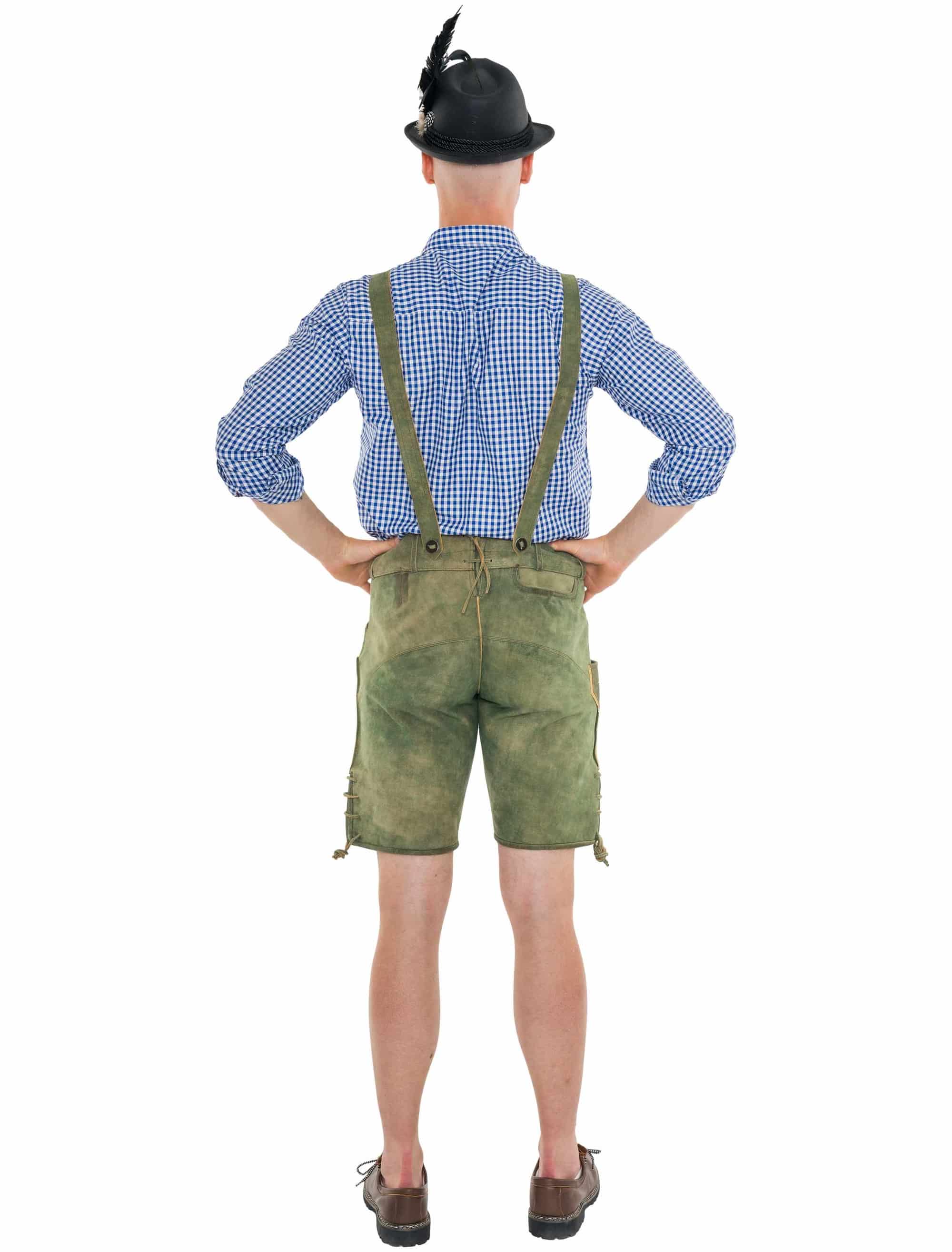 Lederhose kurz mit Blumen Herren grün XL