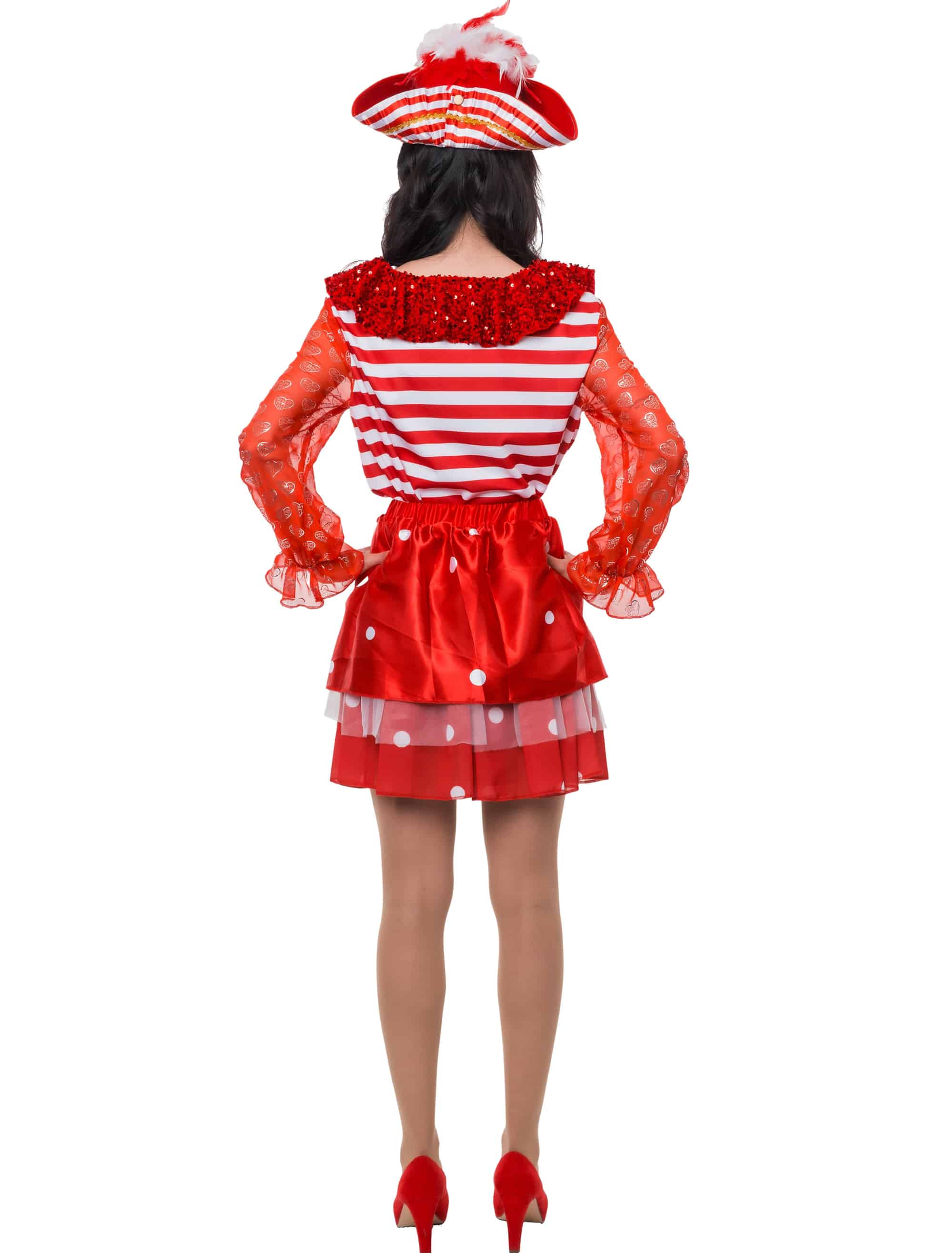 Bluse Herz mit Köln Wappen Gestreift Damen rot/weiß 2XL/3XL