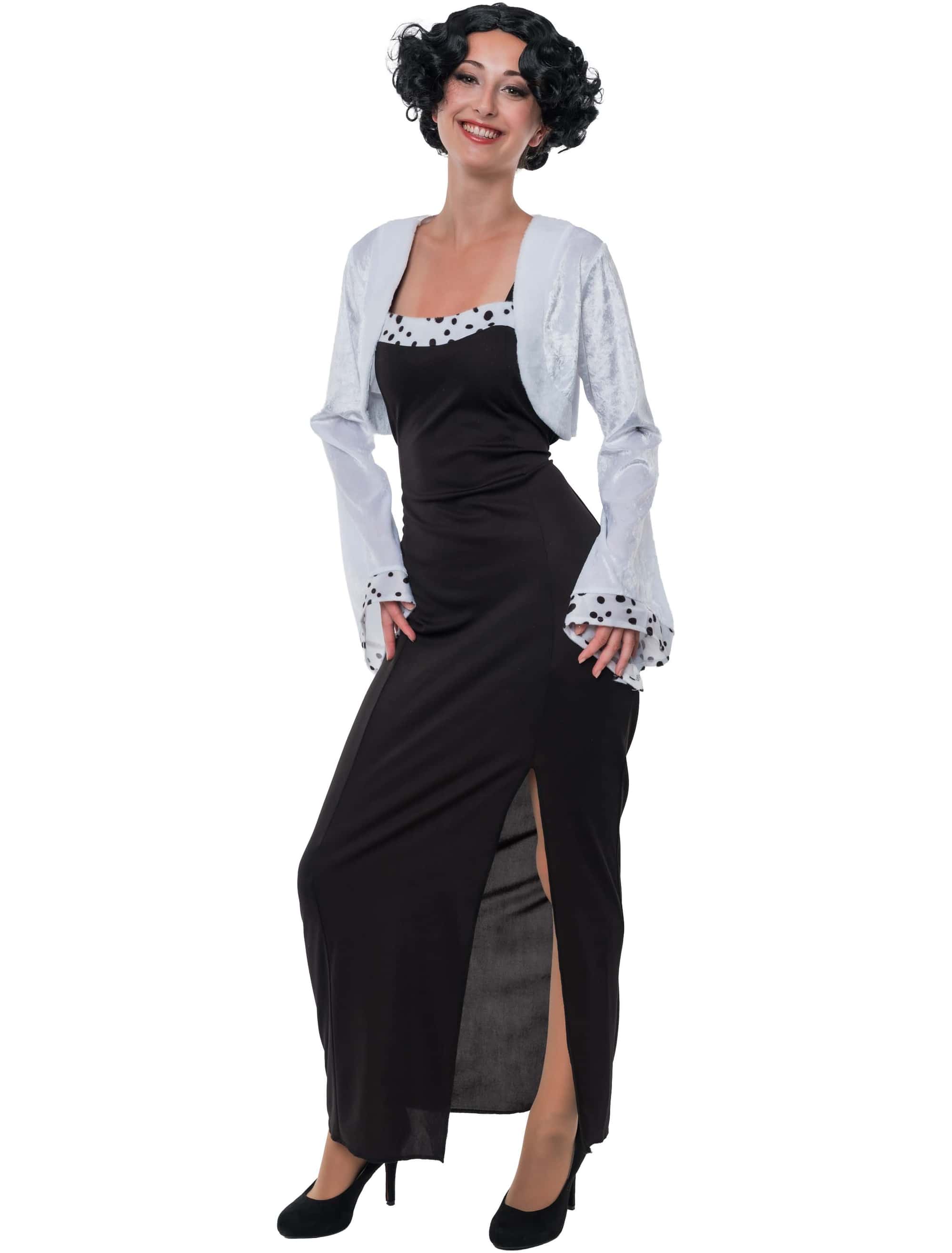 Kleid Dalmatiner 2-tlg. Damen schwarz/weiß S/M
