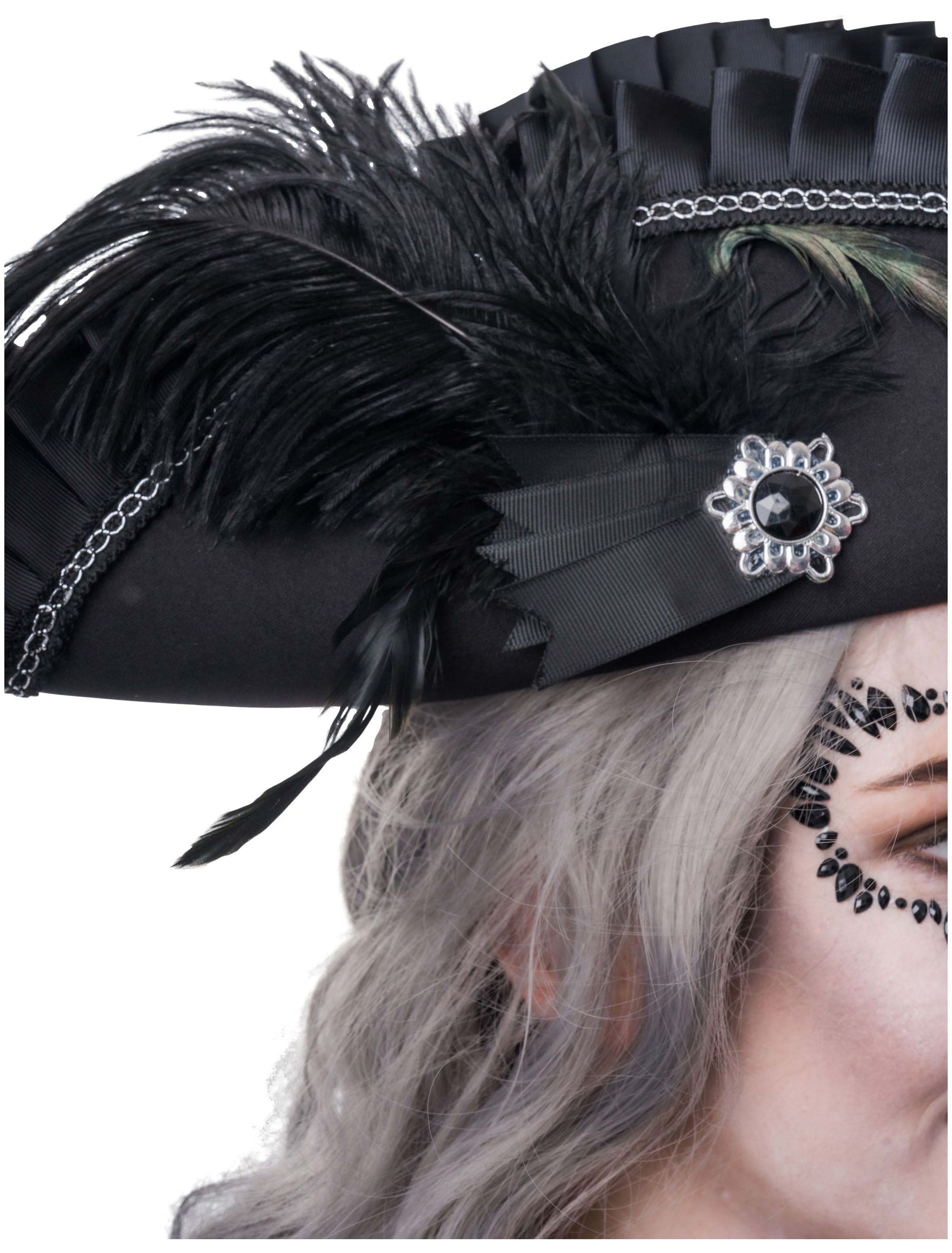 Piratenhut mit Rüschenbesatz schwarz 59