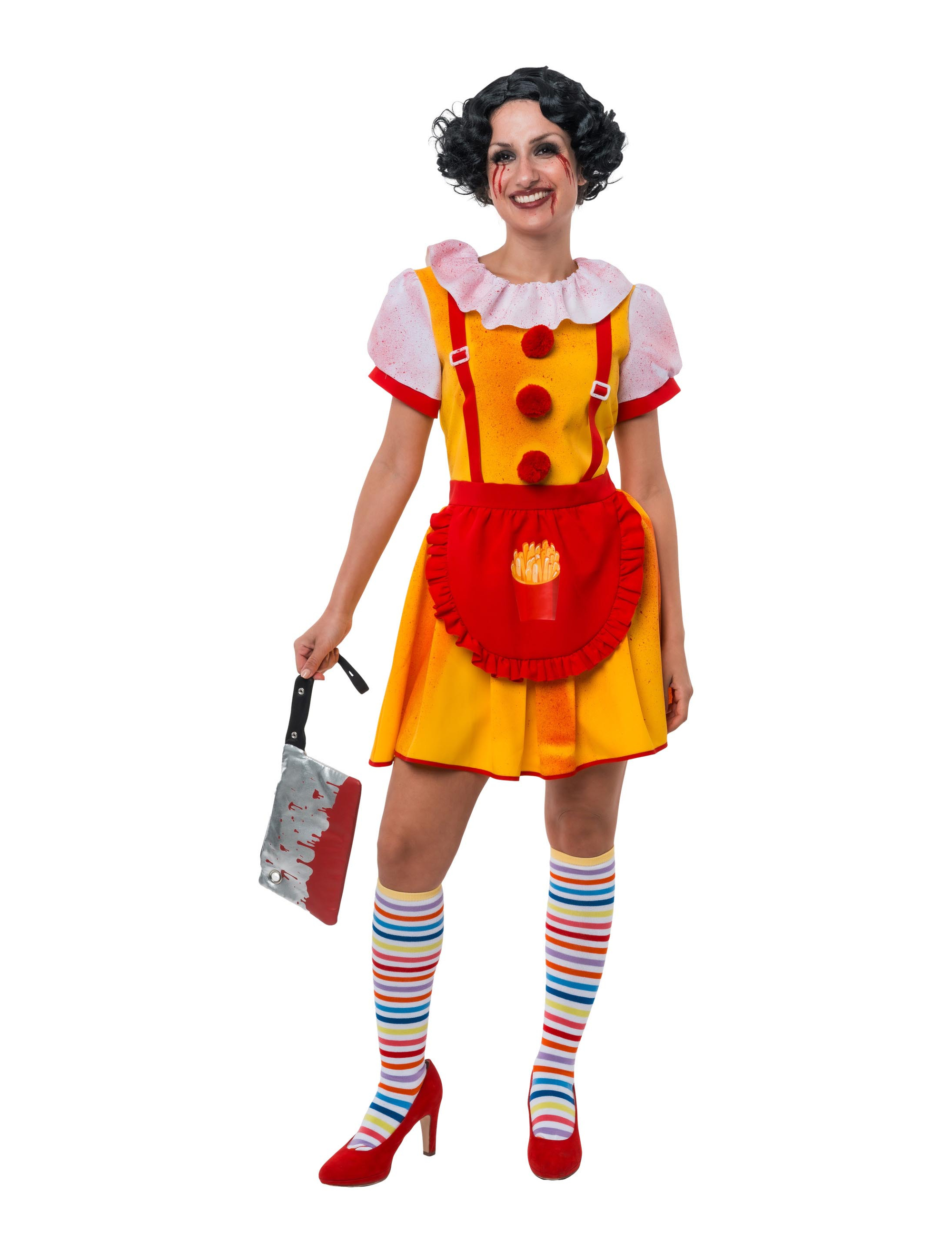 Kleid Horrorclown Fast-Food Damen rot/gelb S