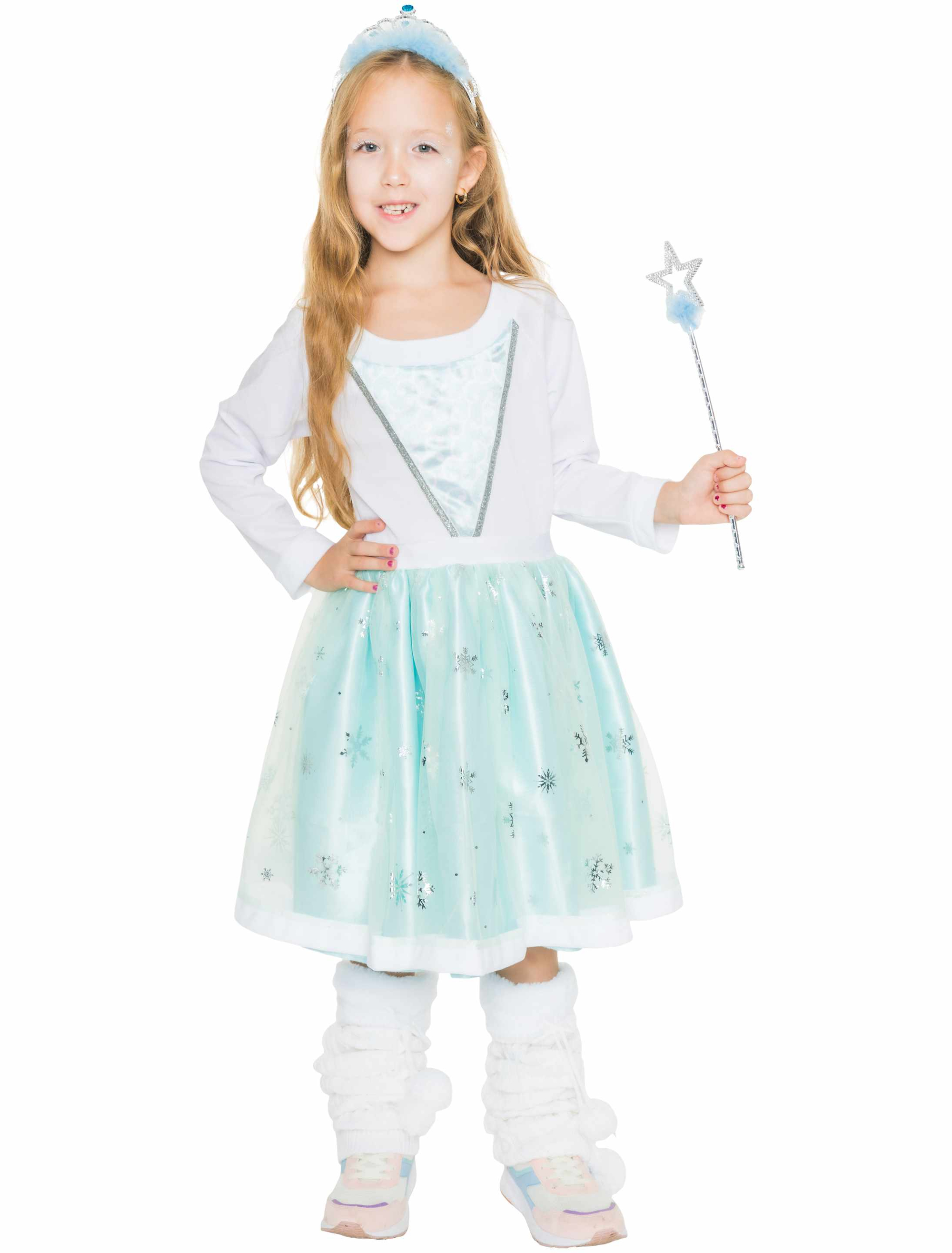 Kleid Eisprinzessin Kinder türkis/weiß 140