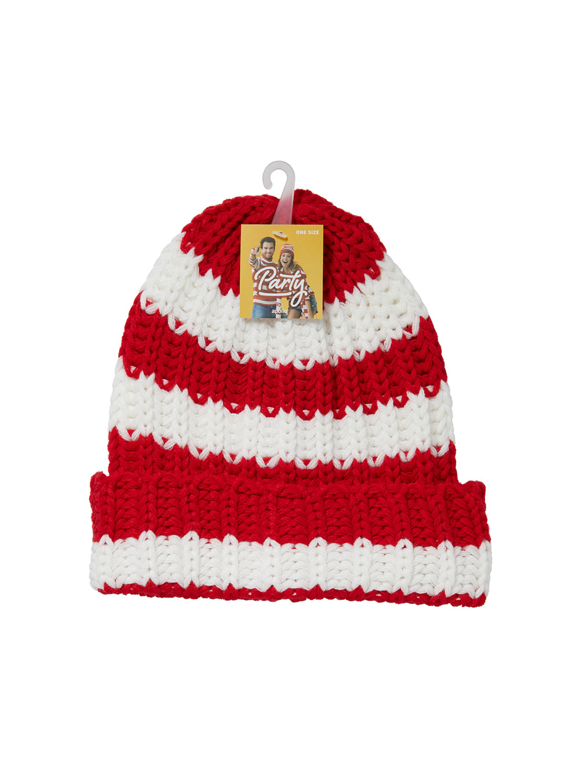 Strickmütze rot/weiß one size