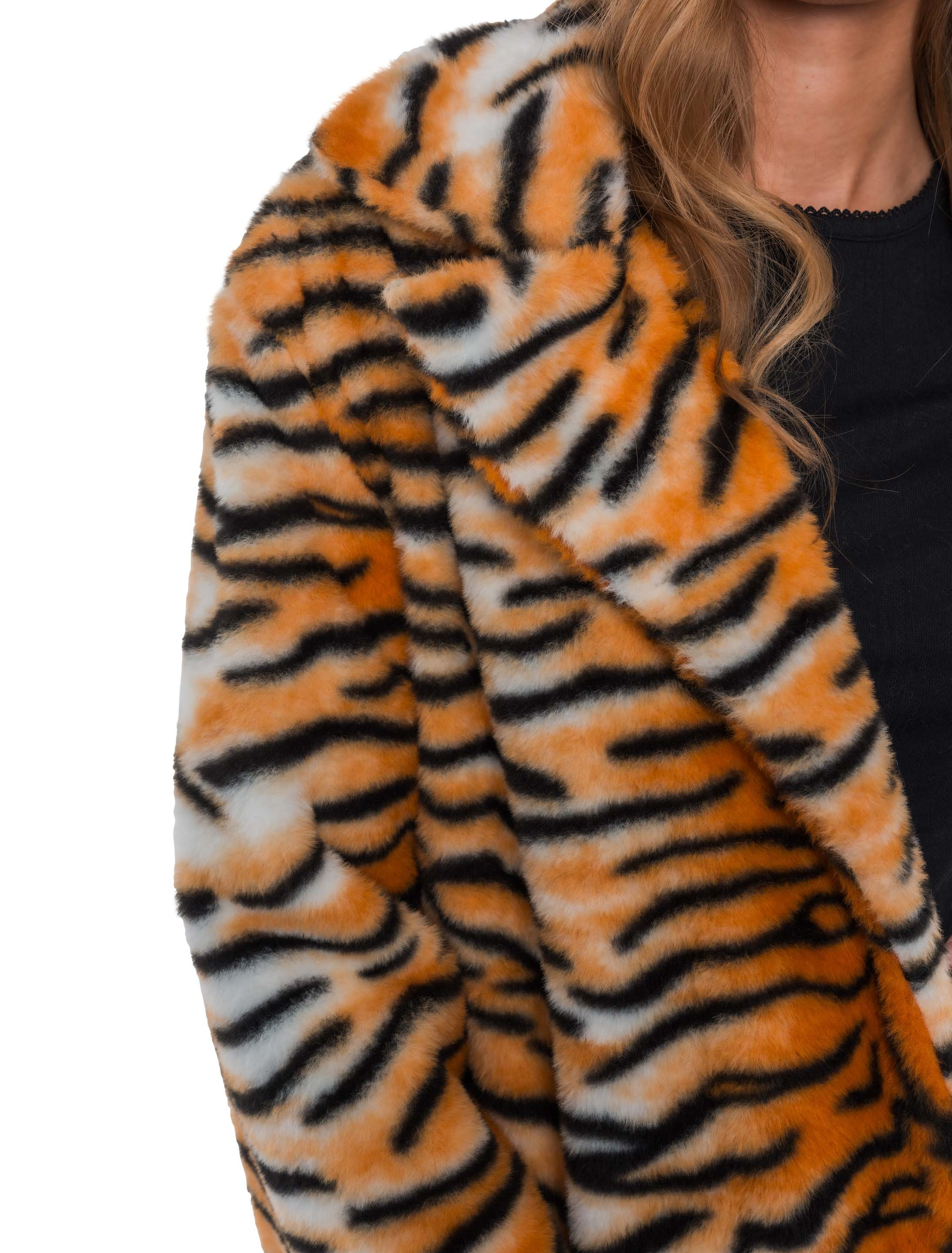 Mantel Kunstfell Tiger schwarz/braun M/L