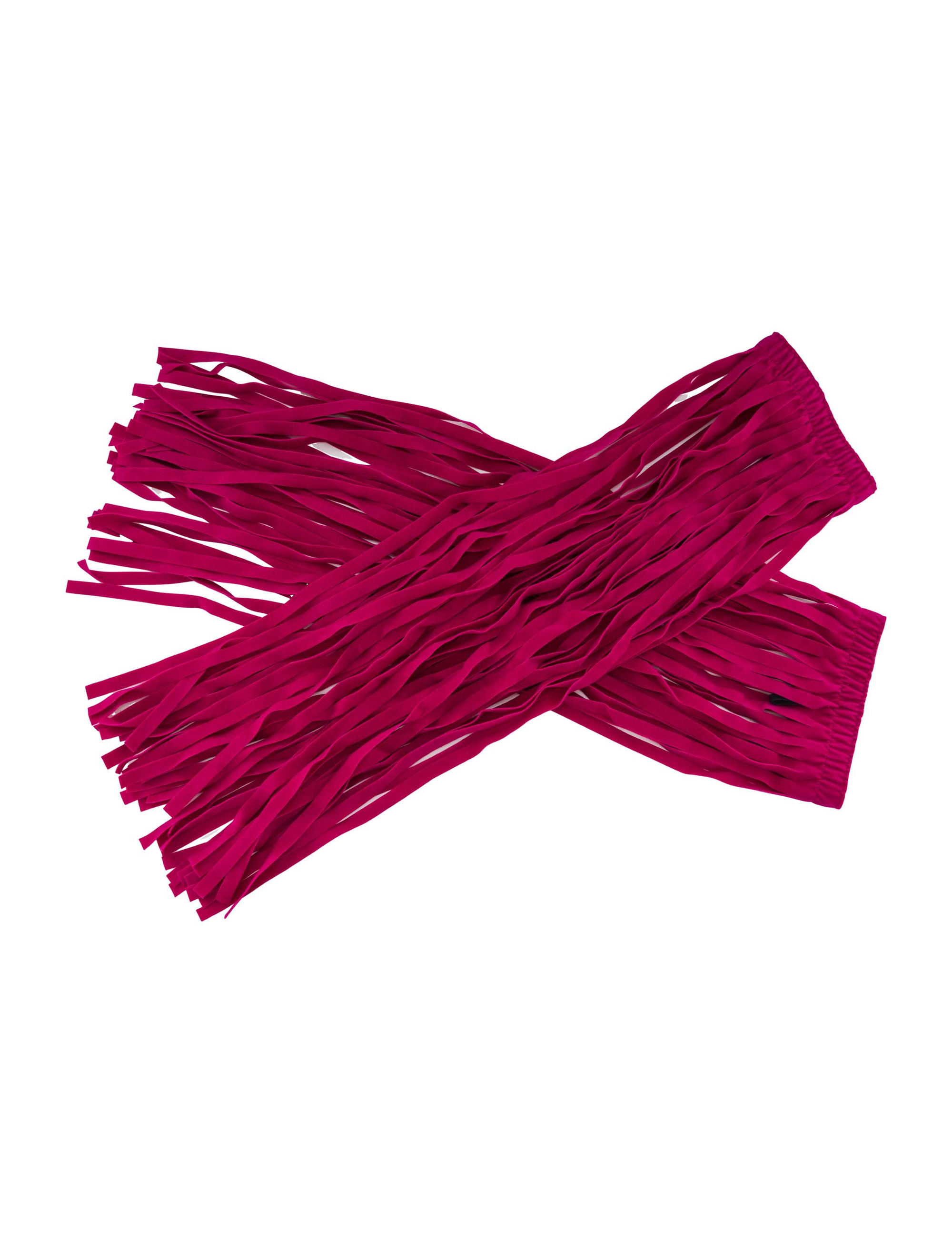 Beinstulpen aus Fransen Samtoptik pink