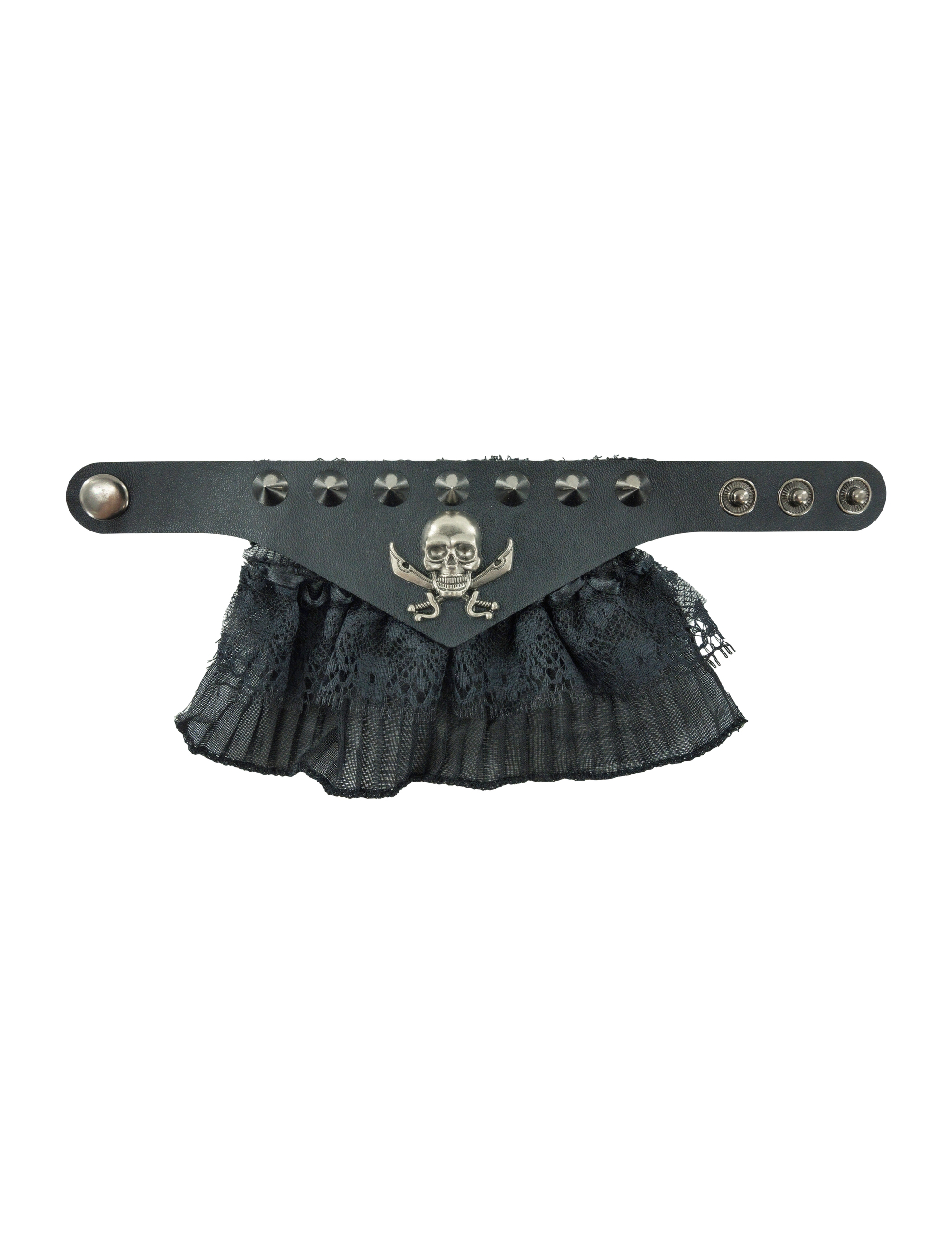 Manschetten Totenkopf und Nieten schwarz