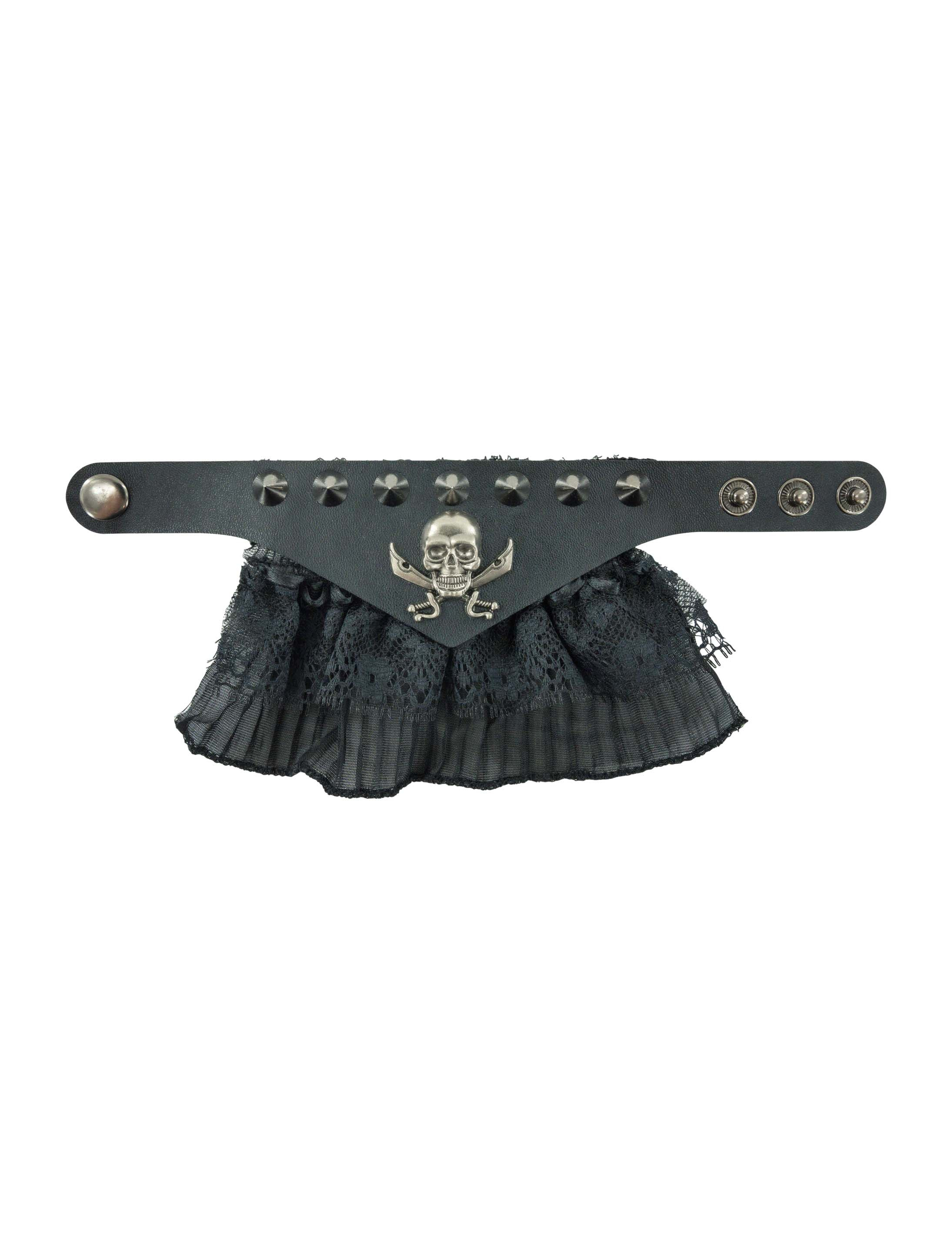 Manschetten Totenkopf und Nieten schwarz