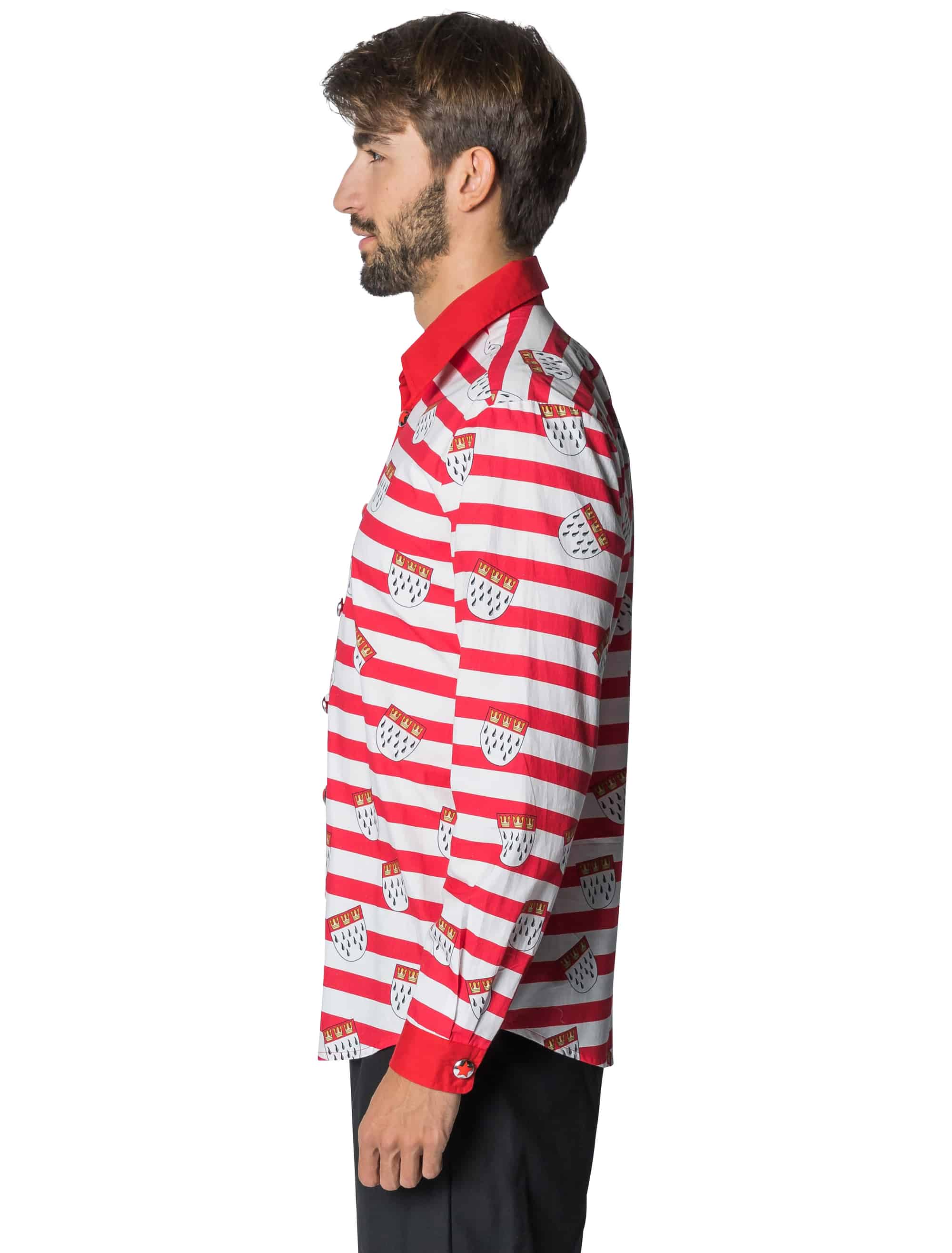 Hemd langarm Wappen Herren rot/weiß S
