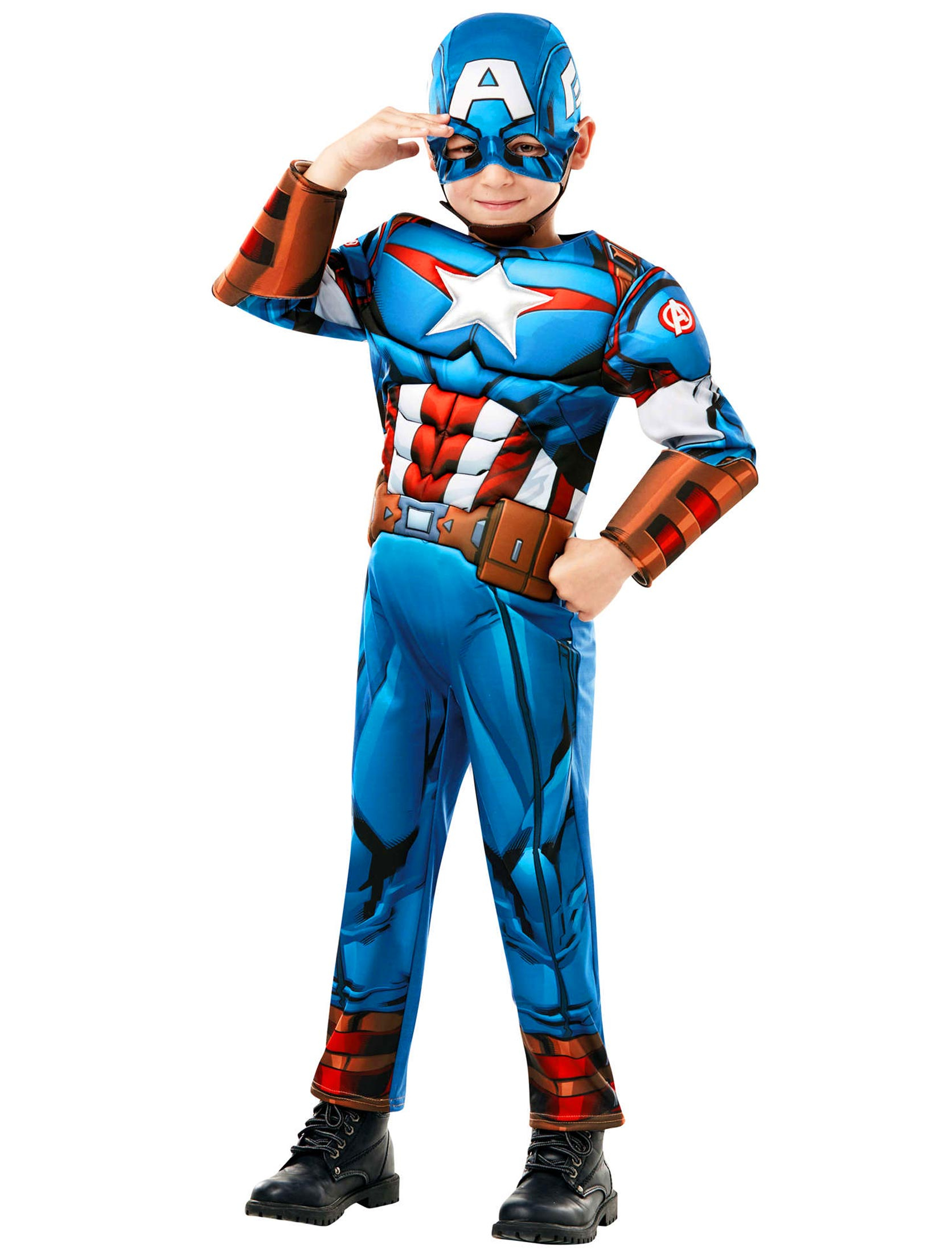 Captain America Deluxe 2-tlg. Kinder rot/weiß/blau 5-6 Jahre