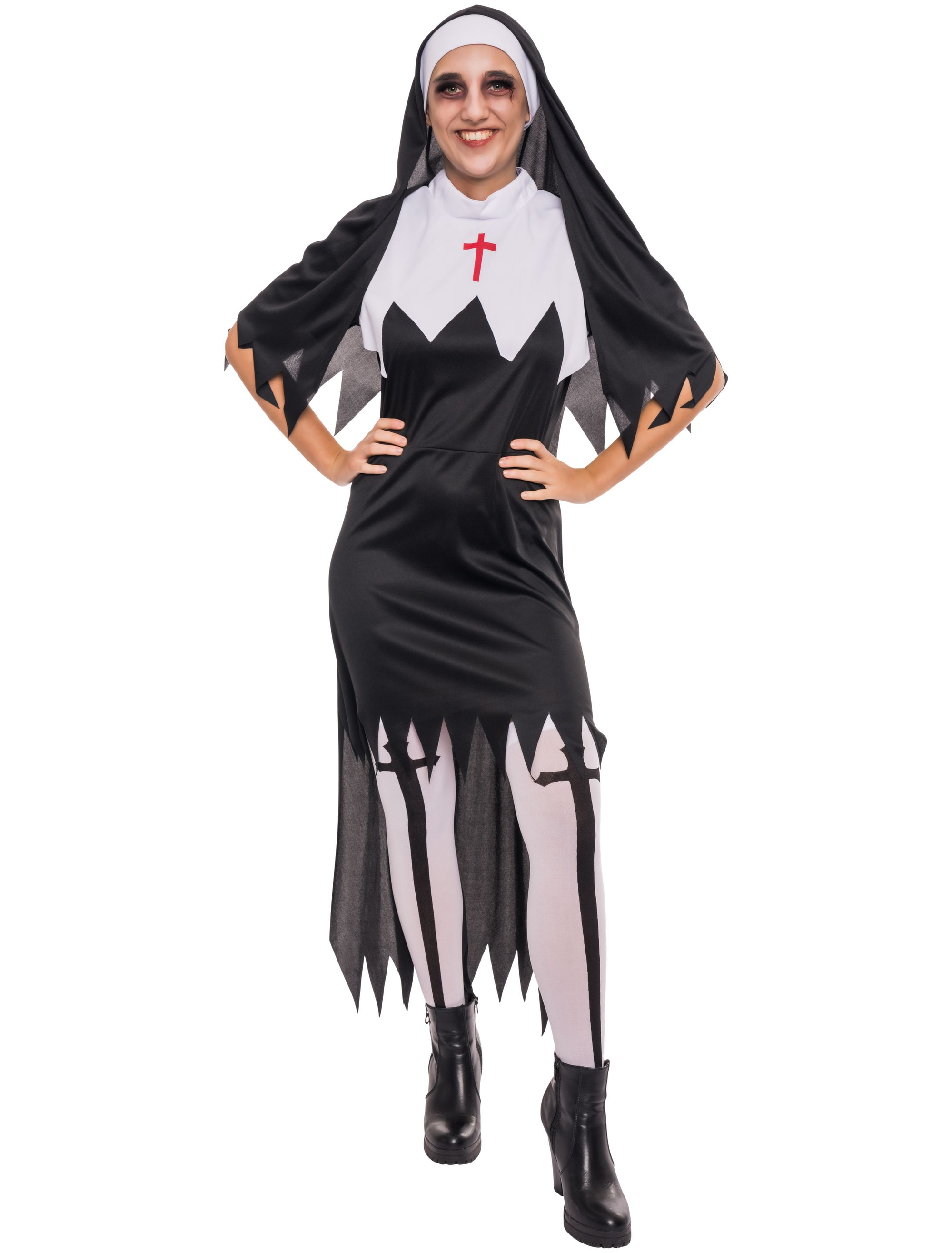 Kleid Nonne 2tlg. Damen schwarz S