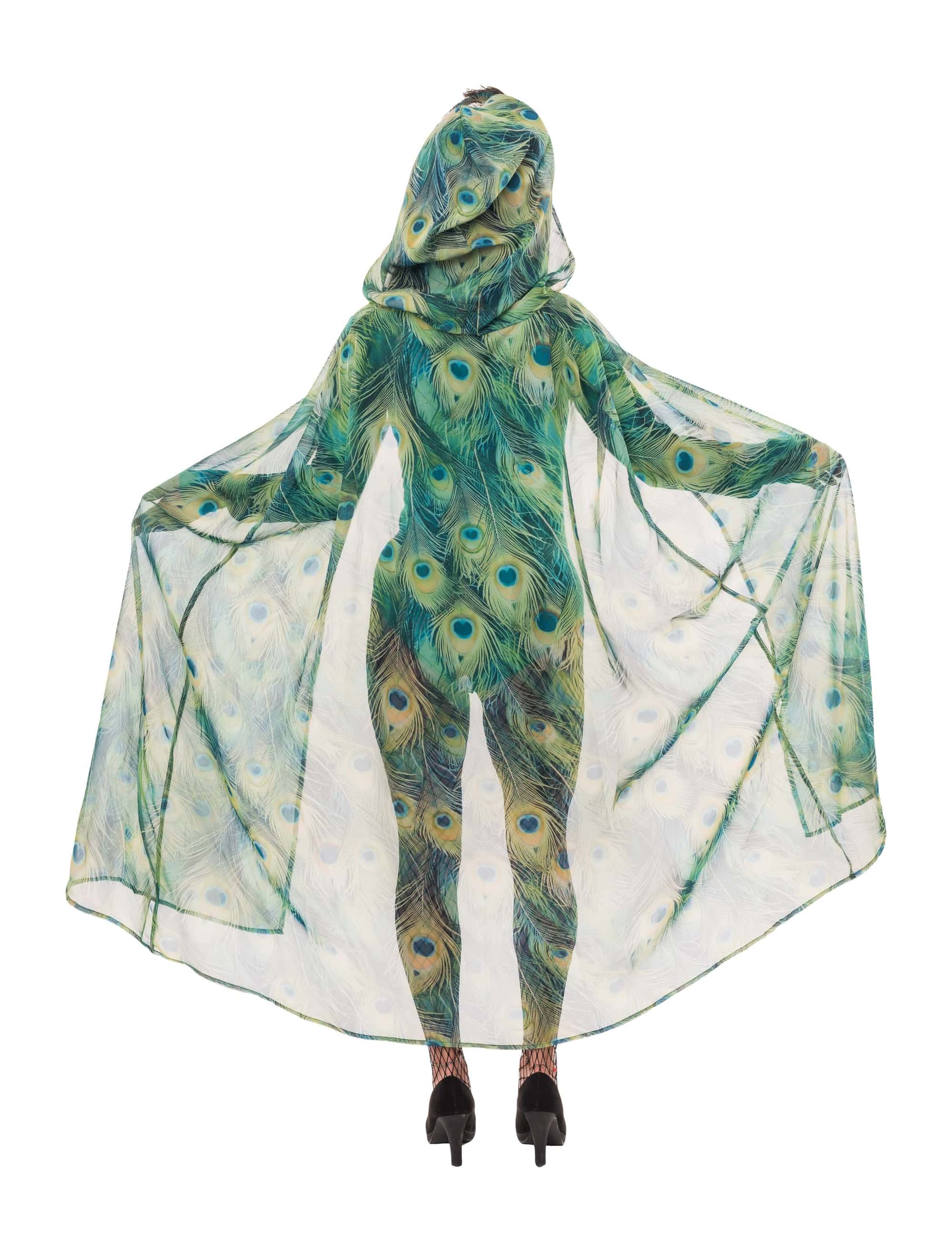 Cape Pfau mit Kapuze blau/grün one size