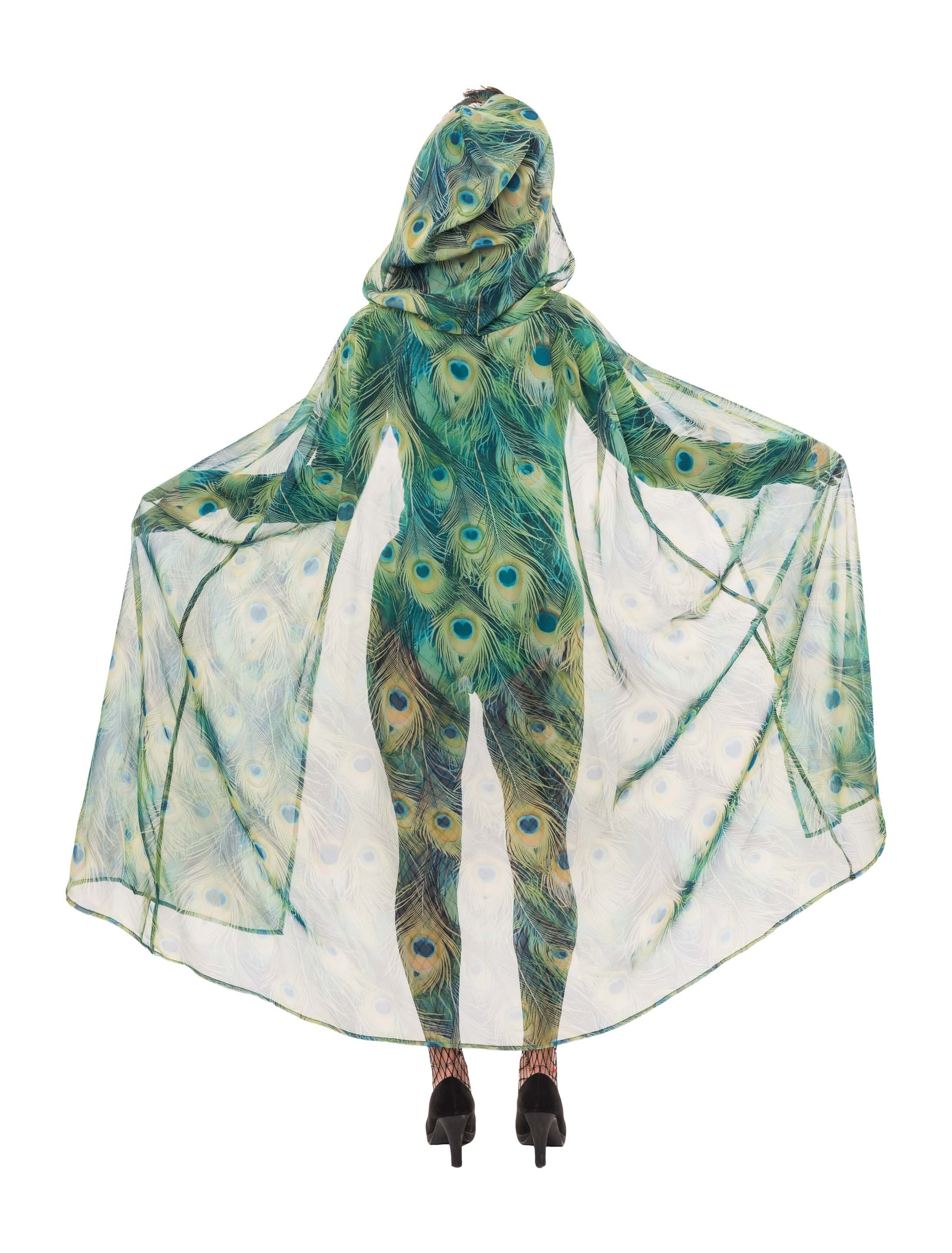Cape Pfau mit Kapuze blau/grün one size