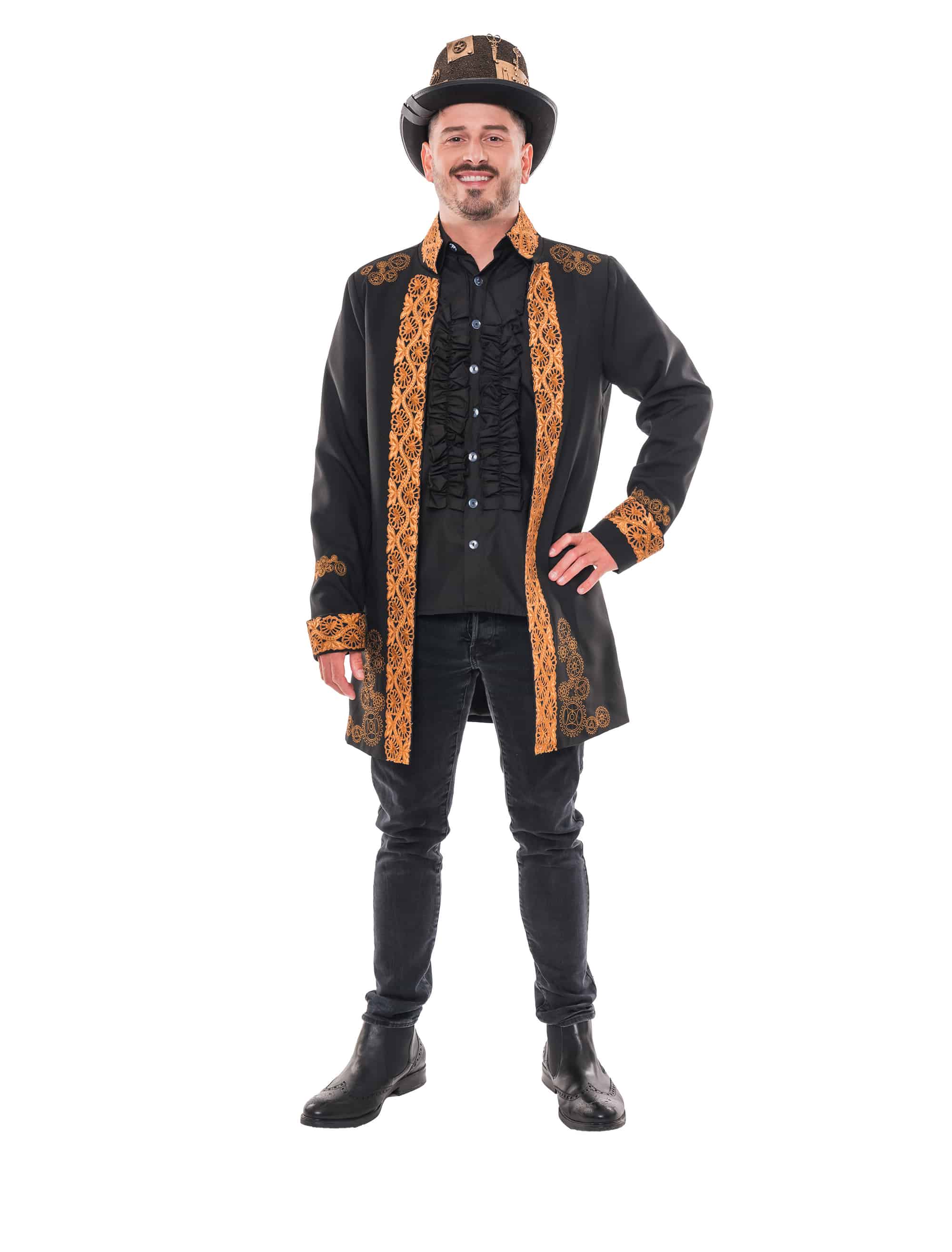 Mantel Steampunk Herren schwarz S/M