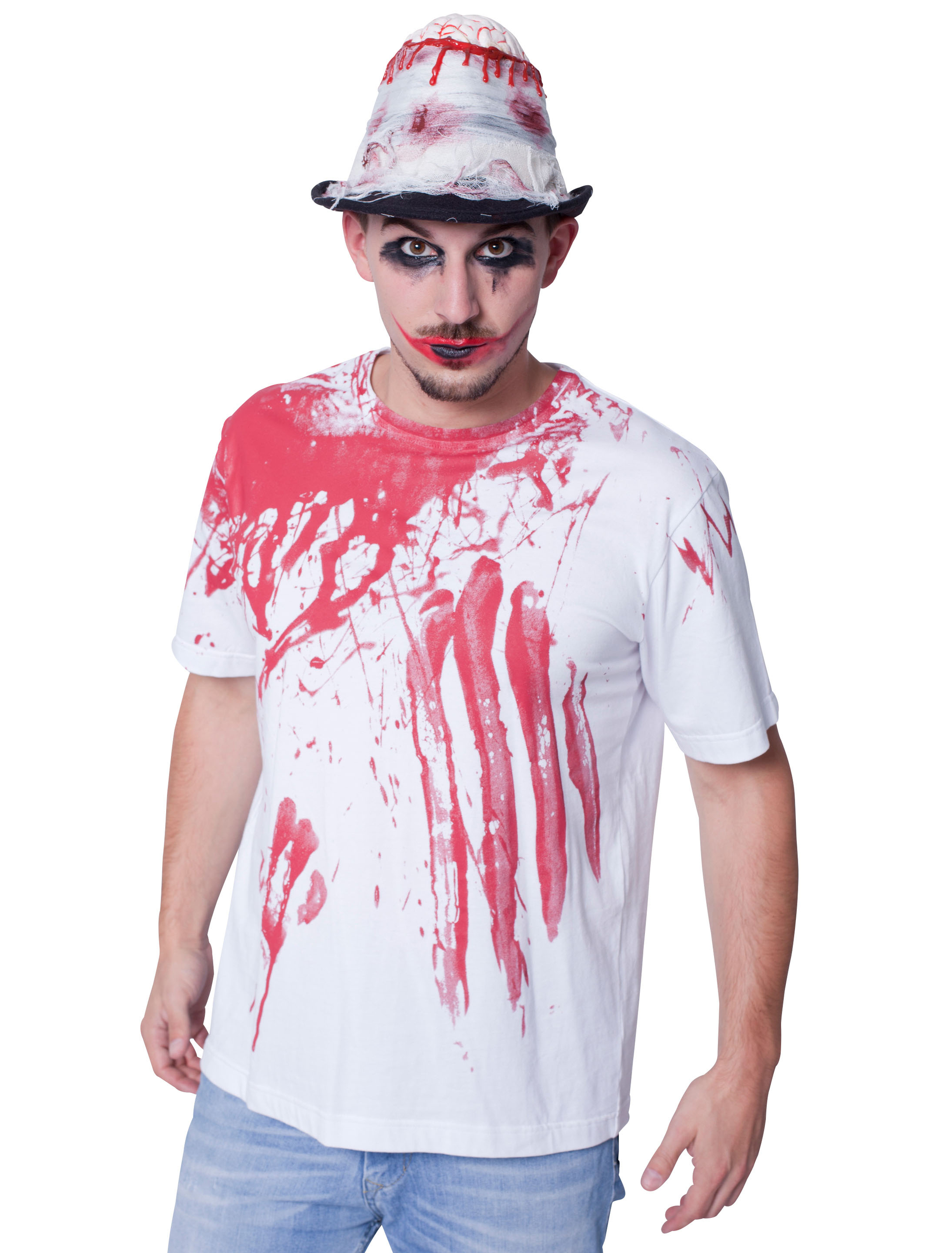 T-Shirt Halloween blutig Herren rot/weiß L