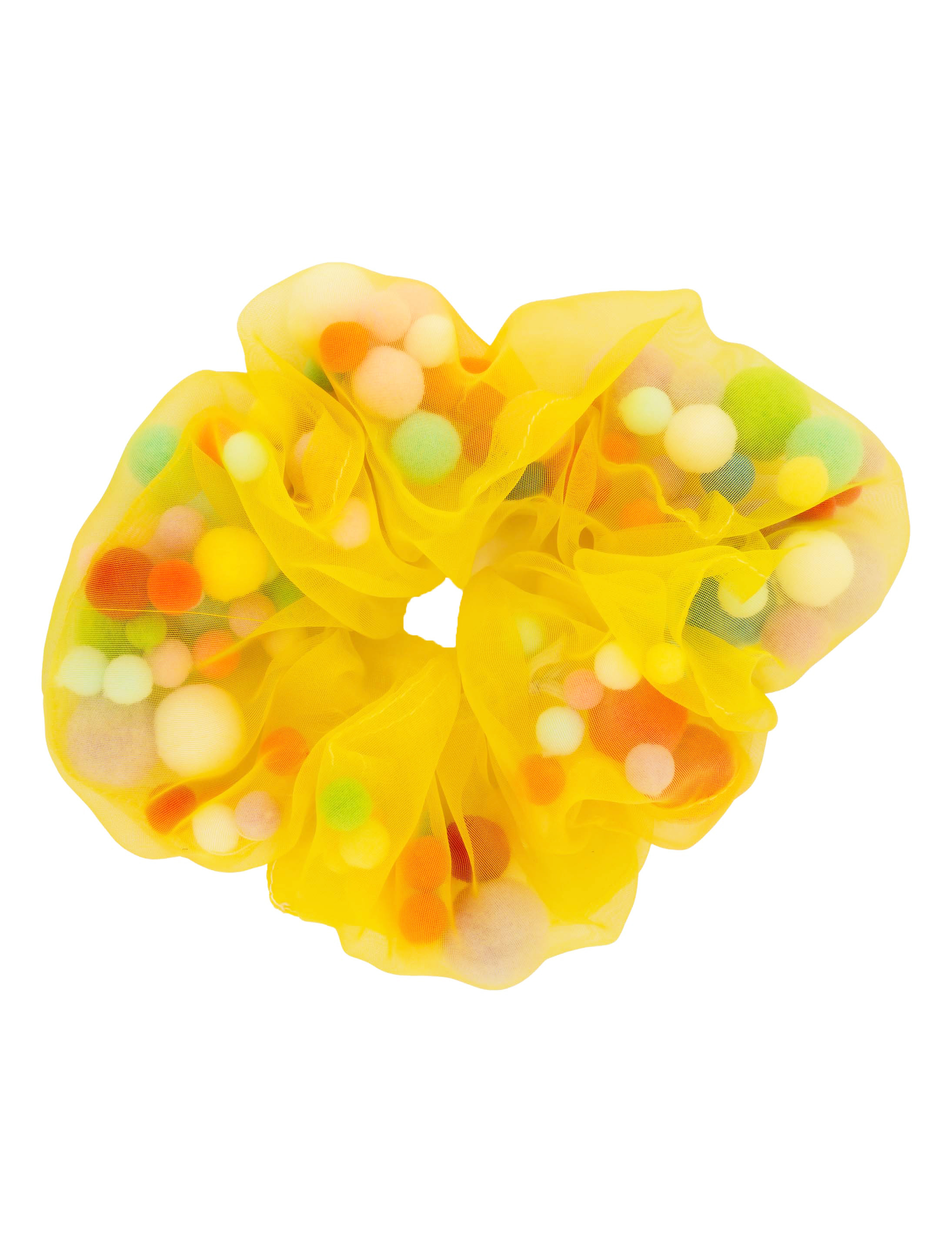 Scrunchie mit Pompoms gelb