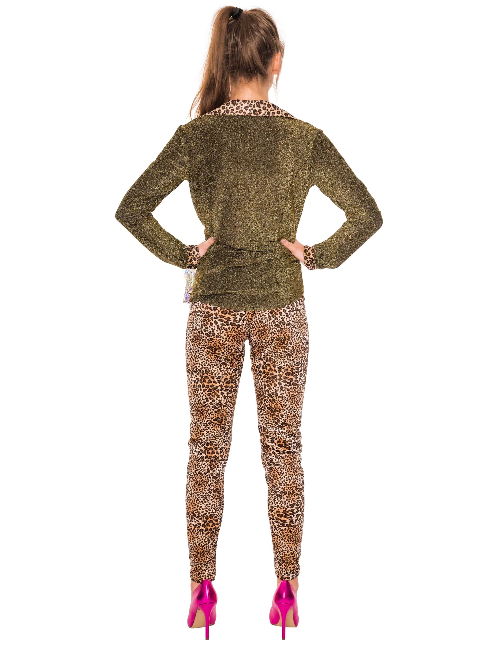 Jacke Damen mit Leopardenkragen gold S/M