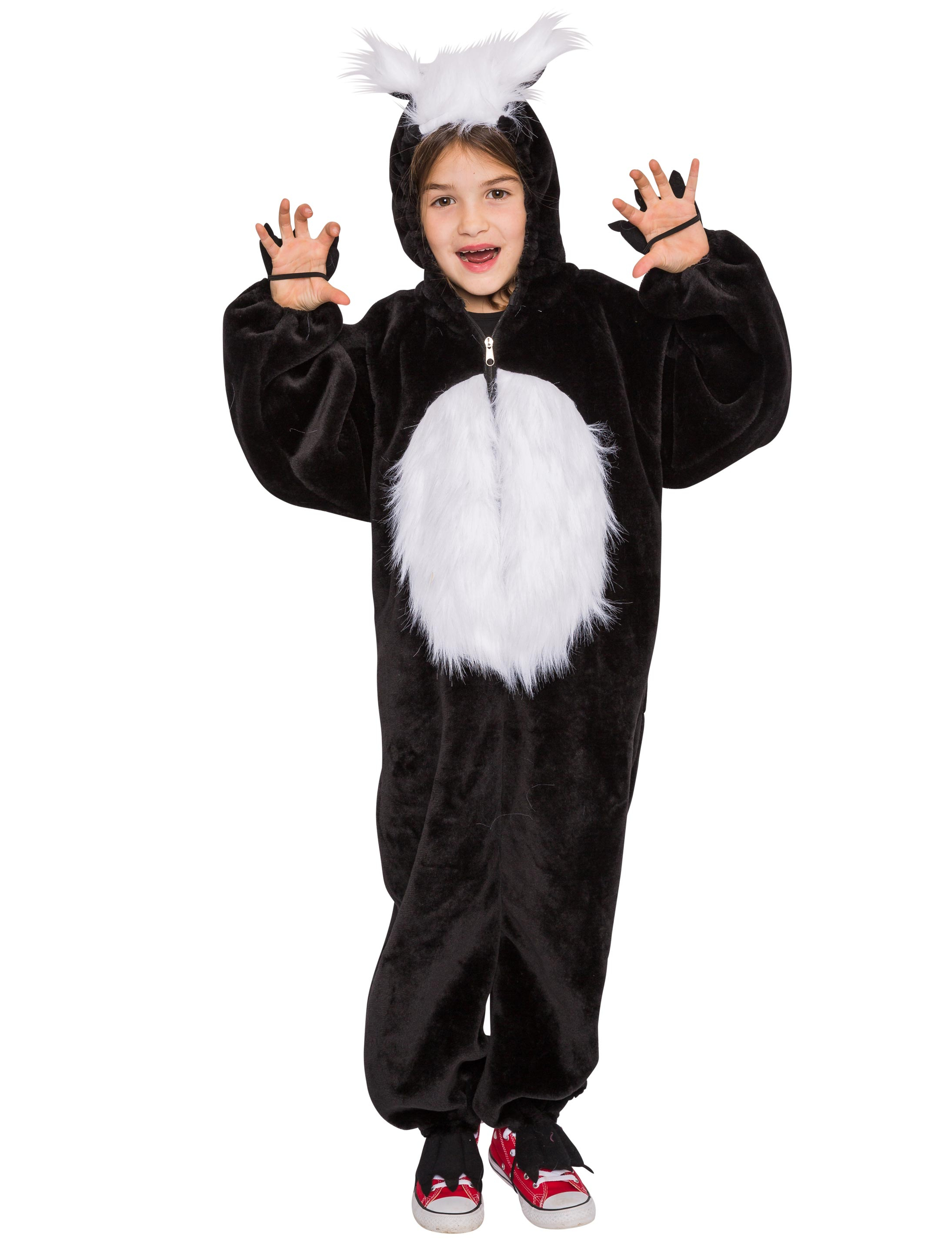 Overall Plüsch Stinktier Kinder schwarz/weiß 98-104