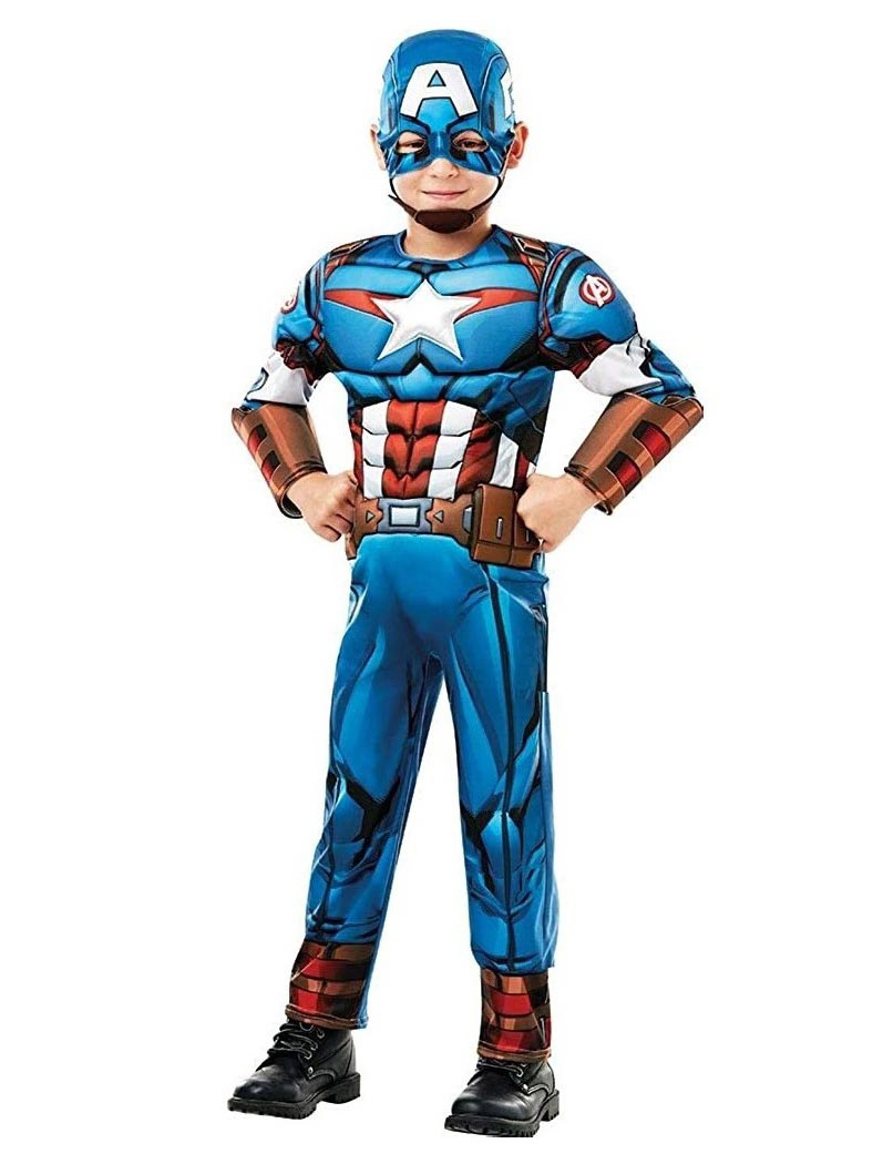 Captain America Deluxe 2-tlg. Kinder rot/weiß/blau 7-8 Jahre