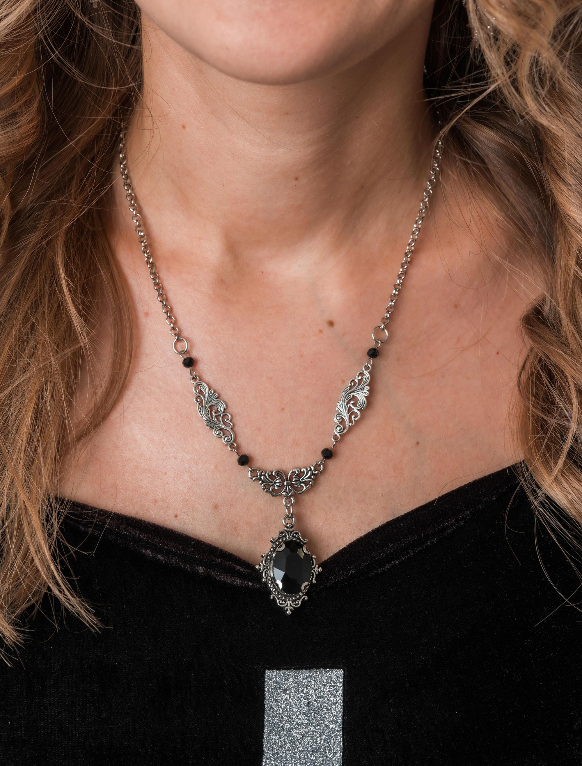 Halskette Gothic schwarz/silber