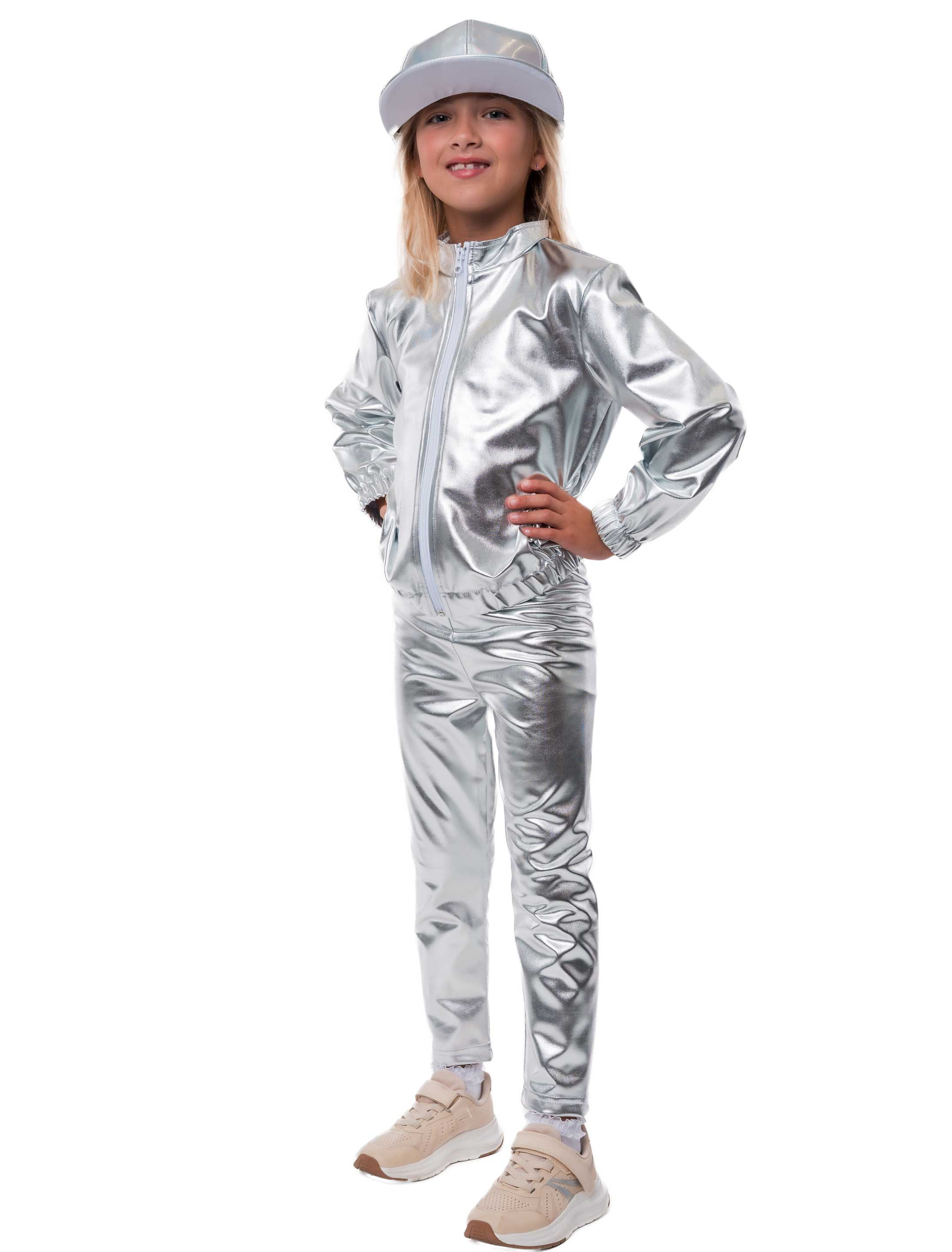 Jacke Metallic Kinder silber 128