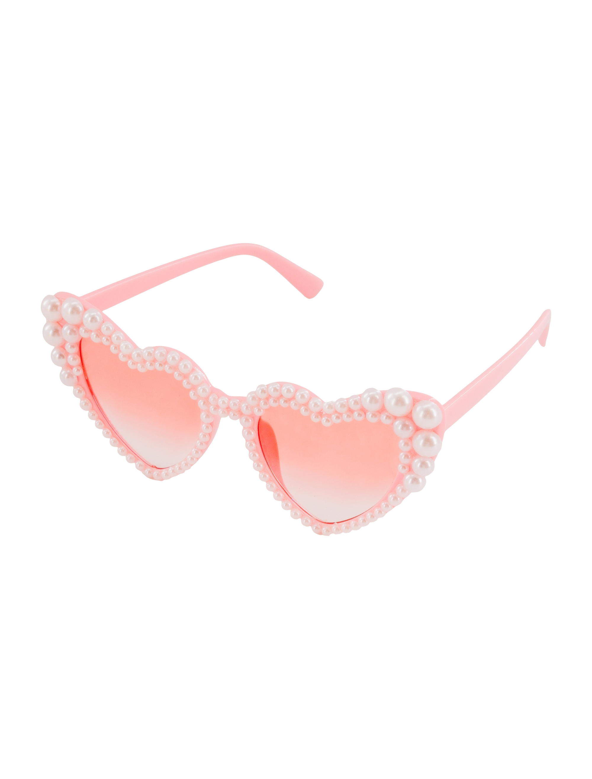 Brille Herz mit Perlen rosa