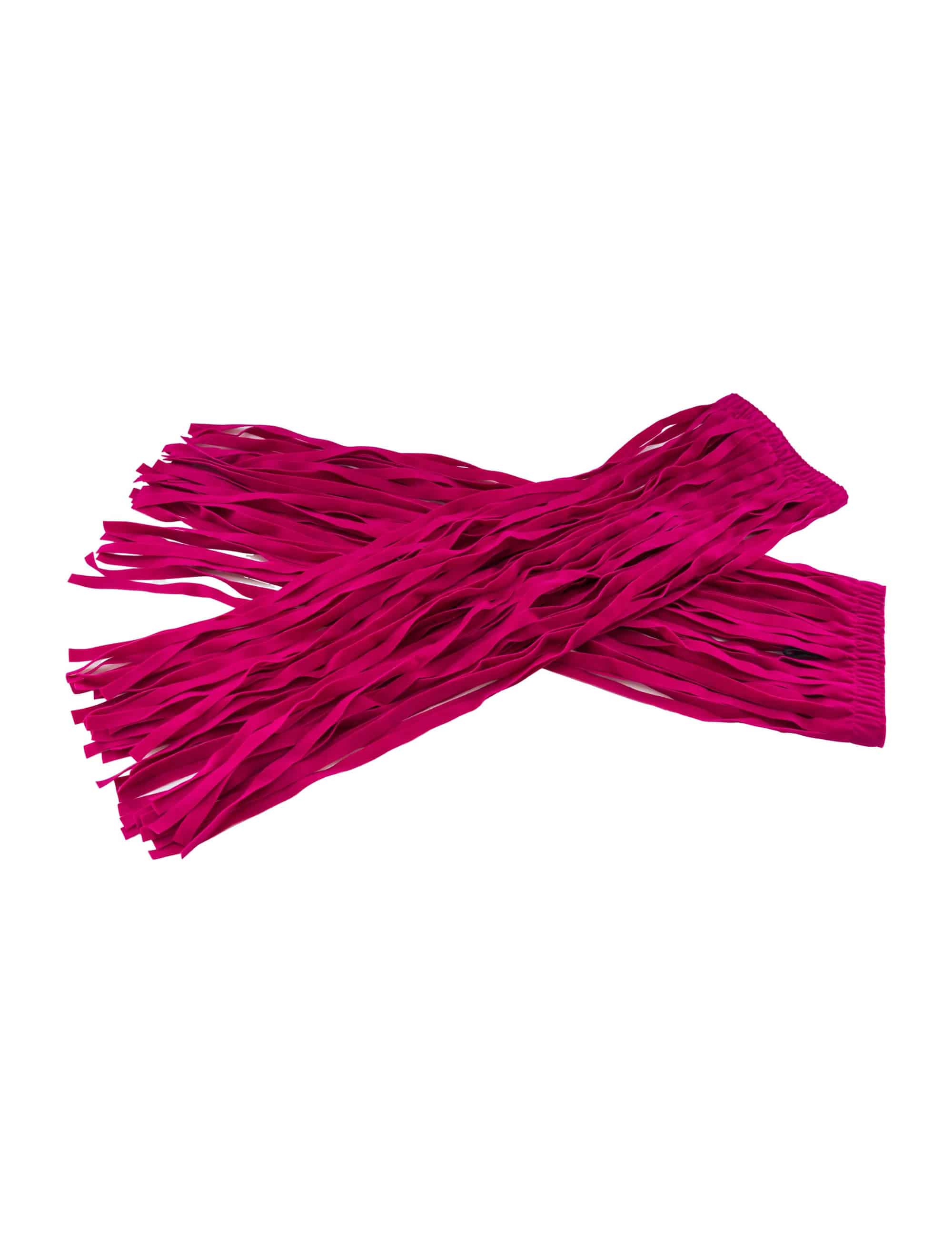 Beinstulpen aus Fransen Samtoptik pink