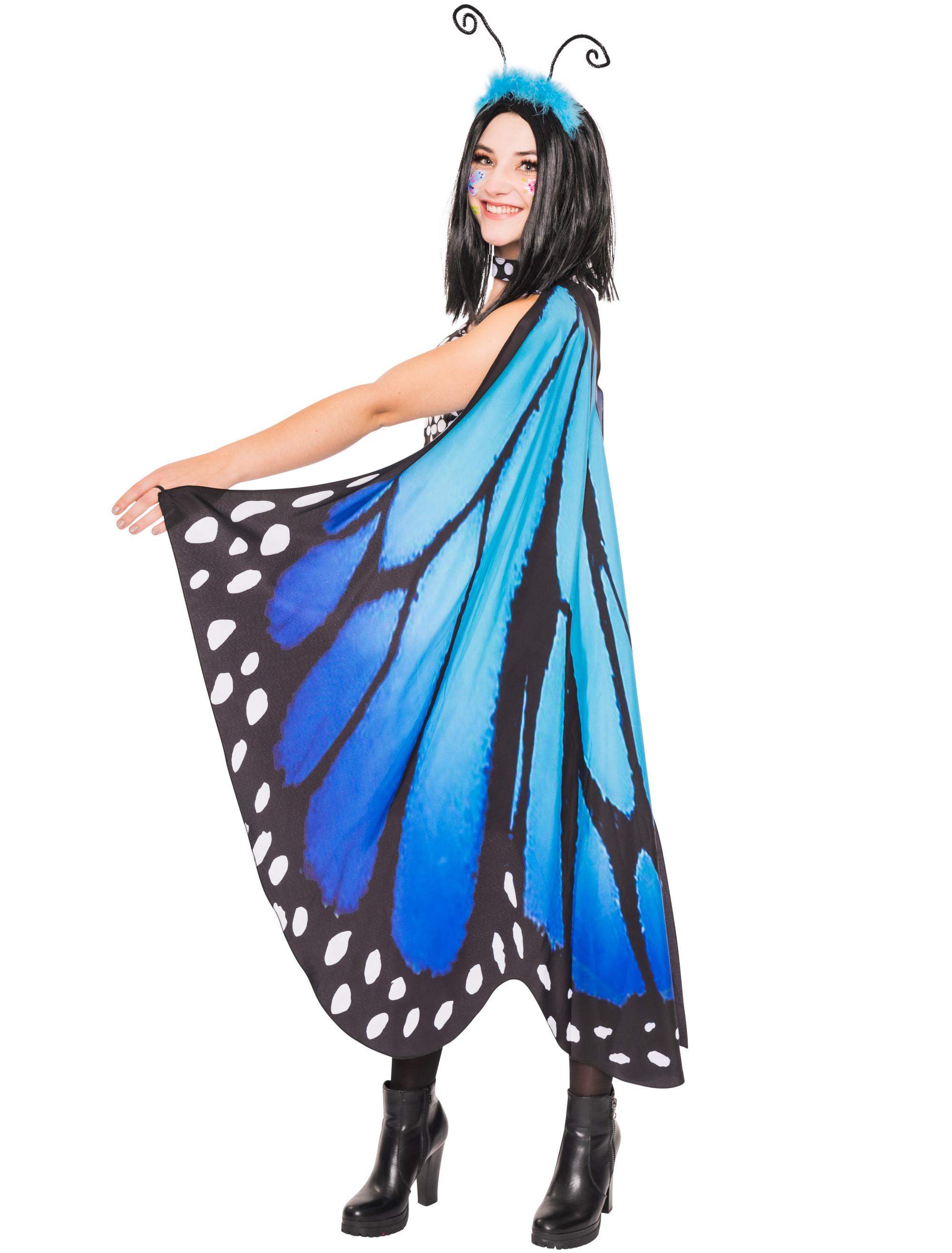 Kleid Schmetterling Damen schwarz/blau L