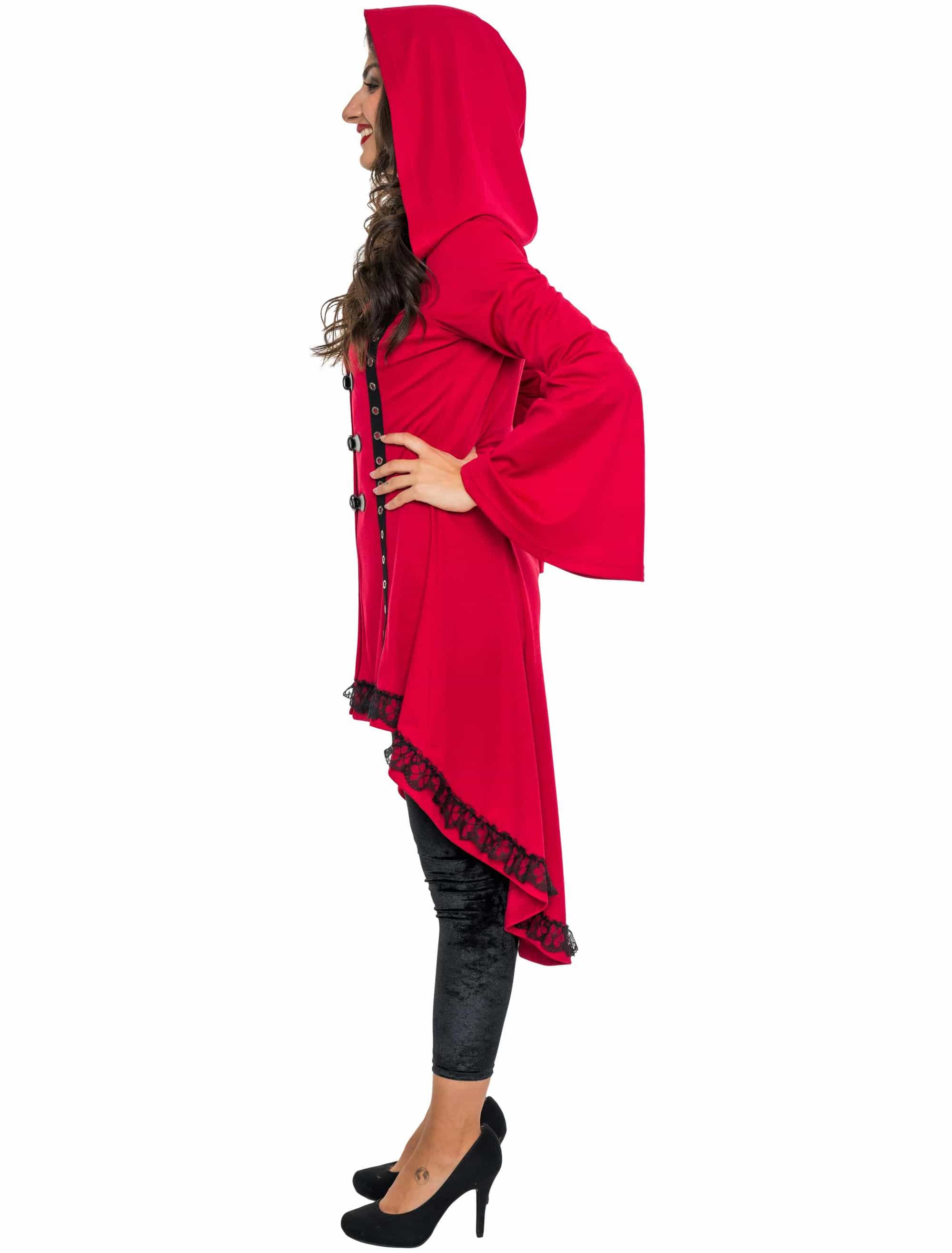 Umhang mit Kapuze Damen rot L