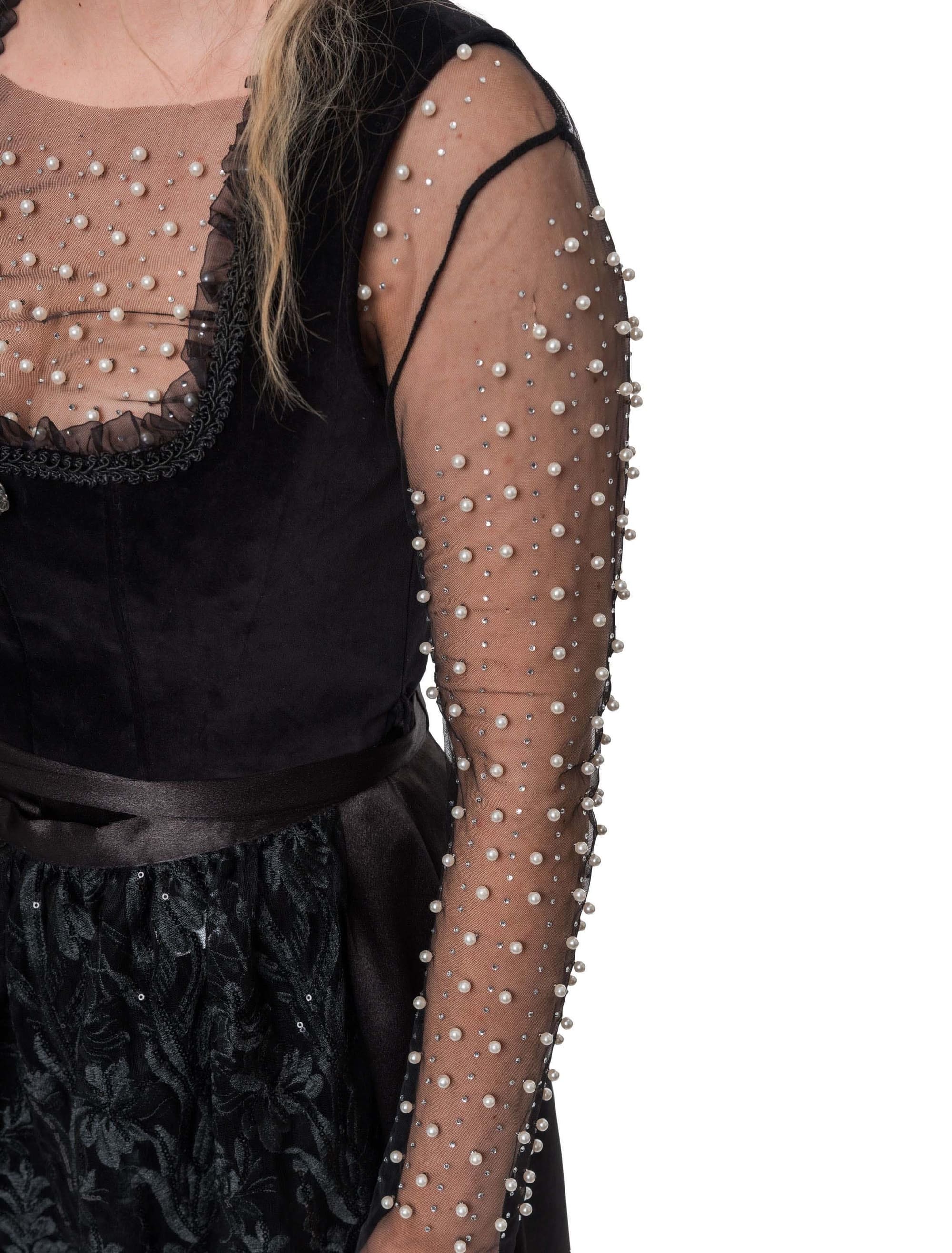 Oberteil Mesh mit Perlen und Strass schwarz S/M