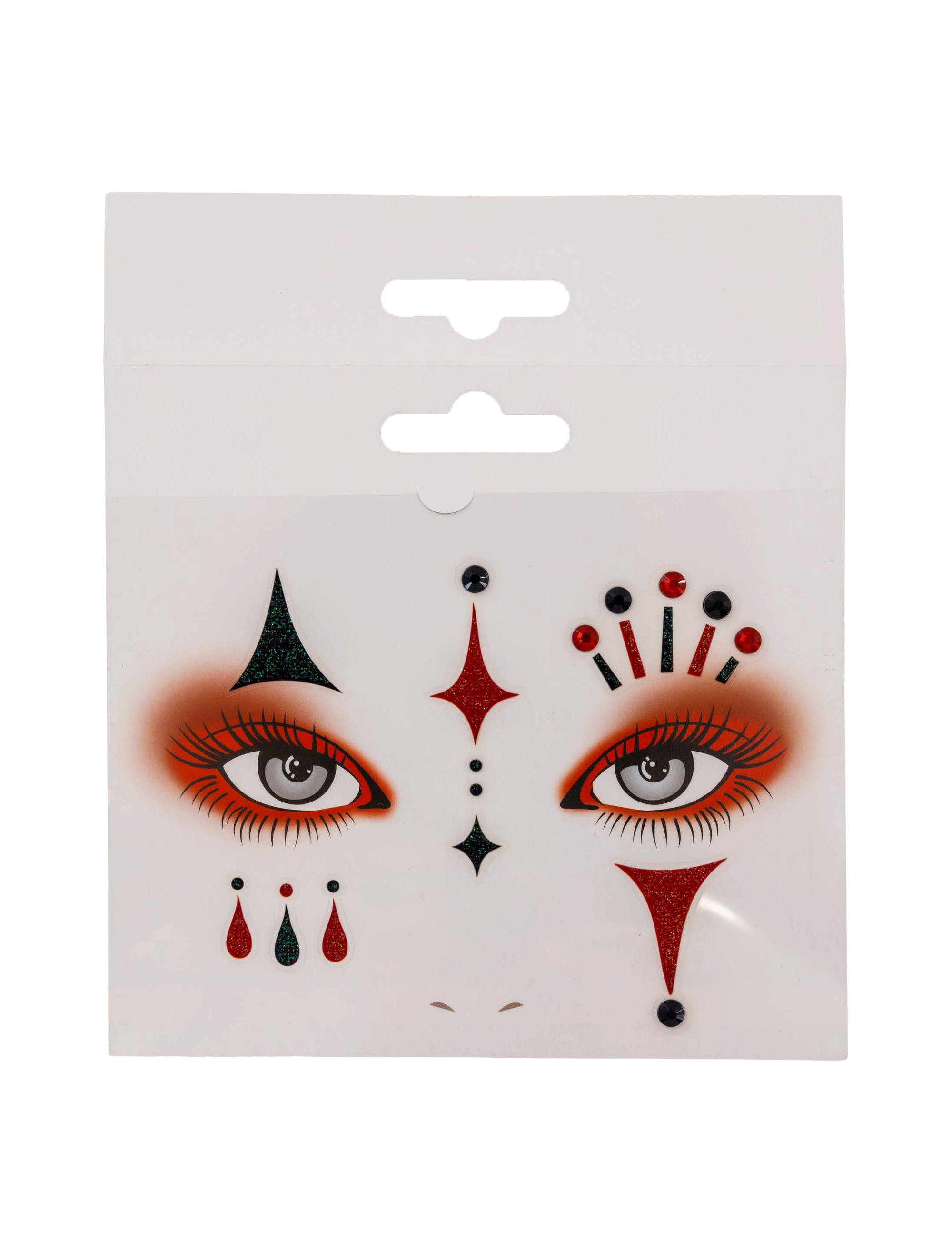 Gesichtstattoo Pierrot schwarz/rot