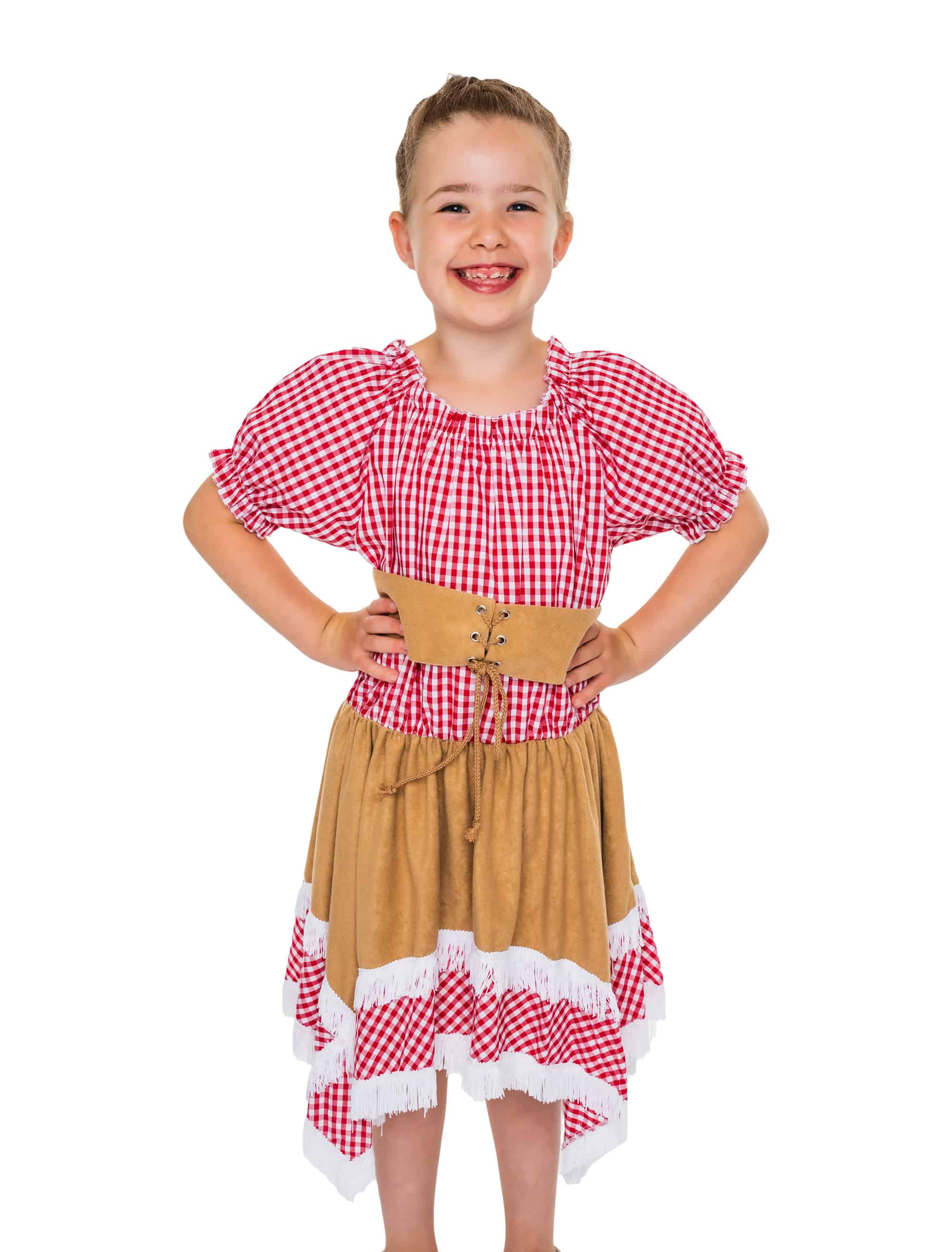 Kleid Cowgirl Kinder rot/weiß 104