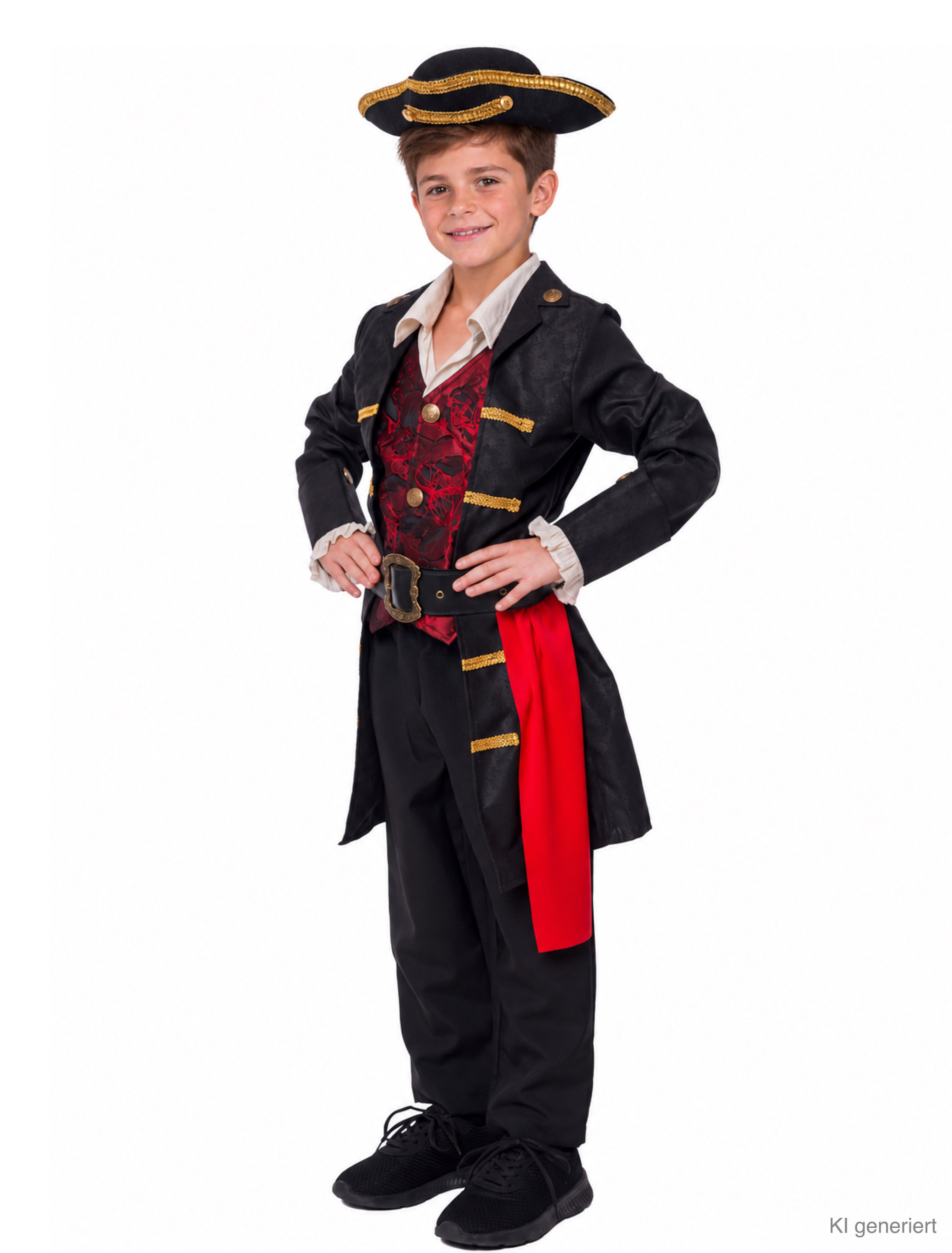 Kostüm Pirat 3-tlg. Kinder schwarz/rot/gold 104/116