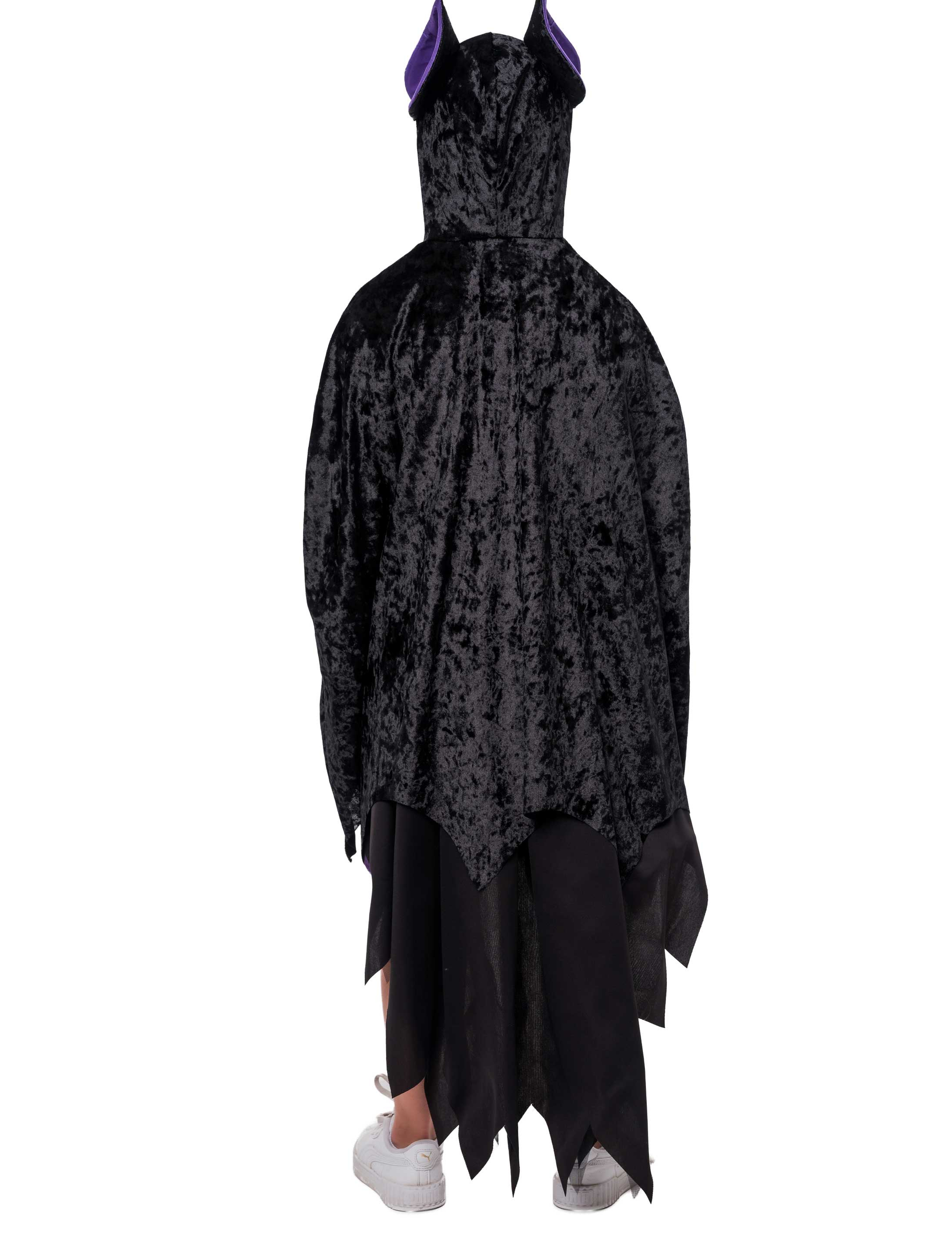 Cape Fledermaus mit Kapuze Kinder schwarz/lila one size