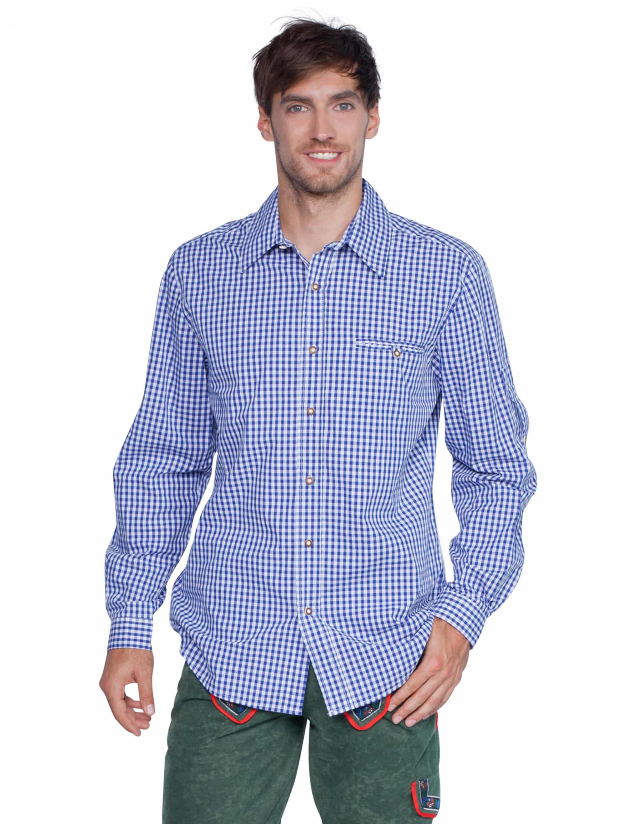 Trachtenhemd Herren blau/weiß 5XL