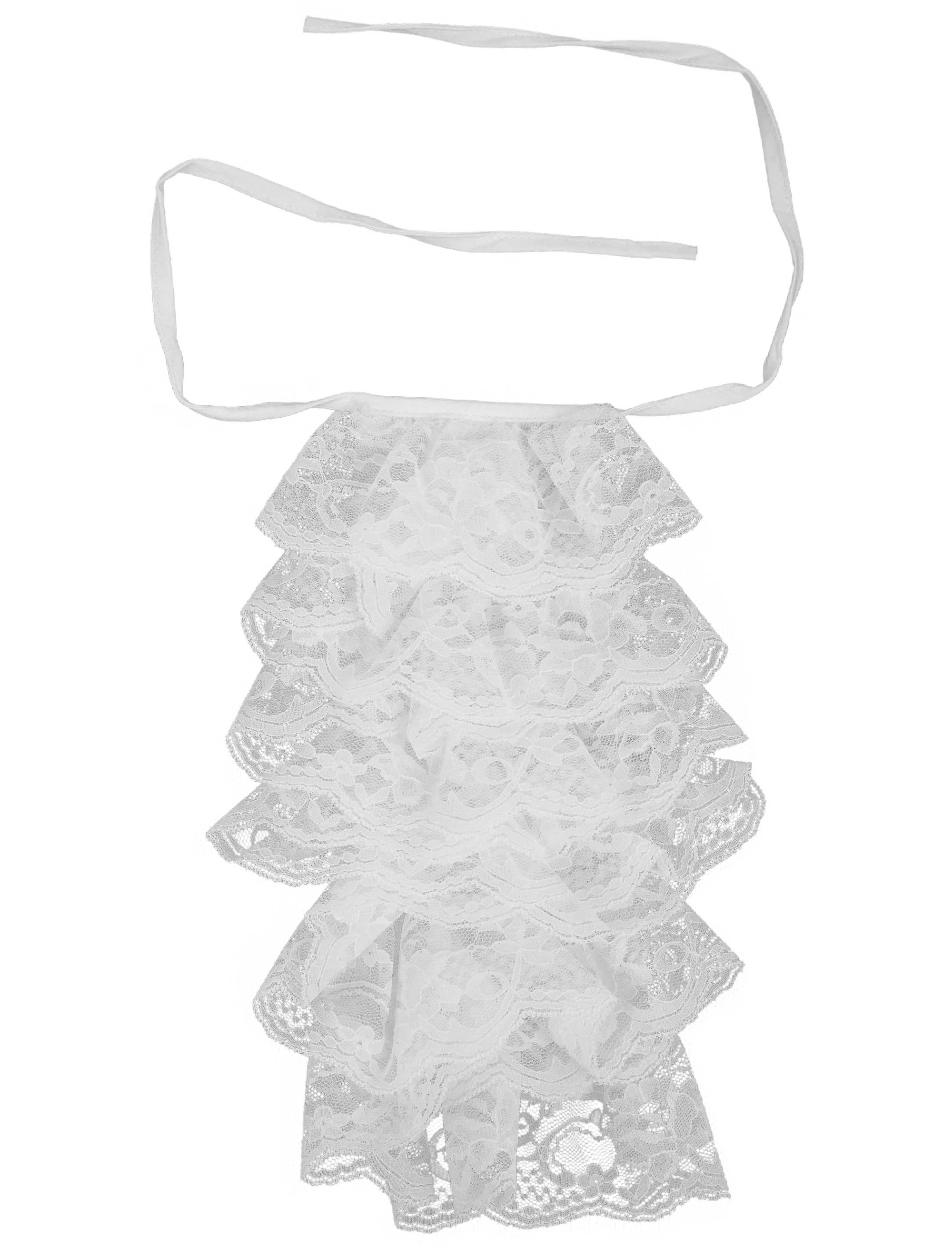 Jabot mit Spitze weiß 30cm