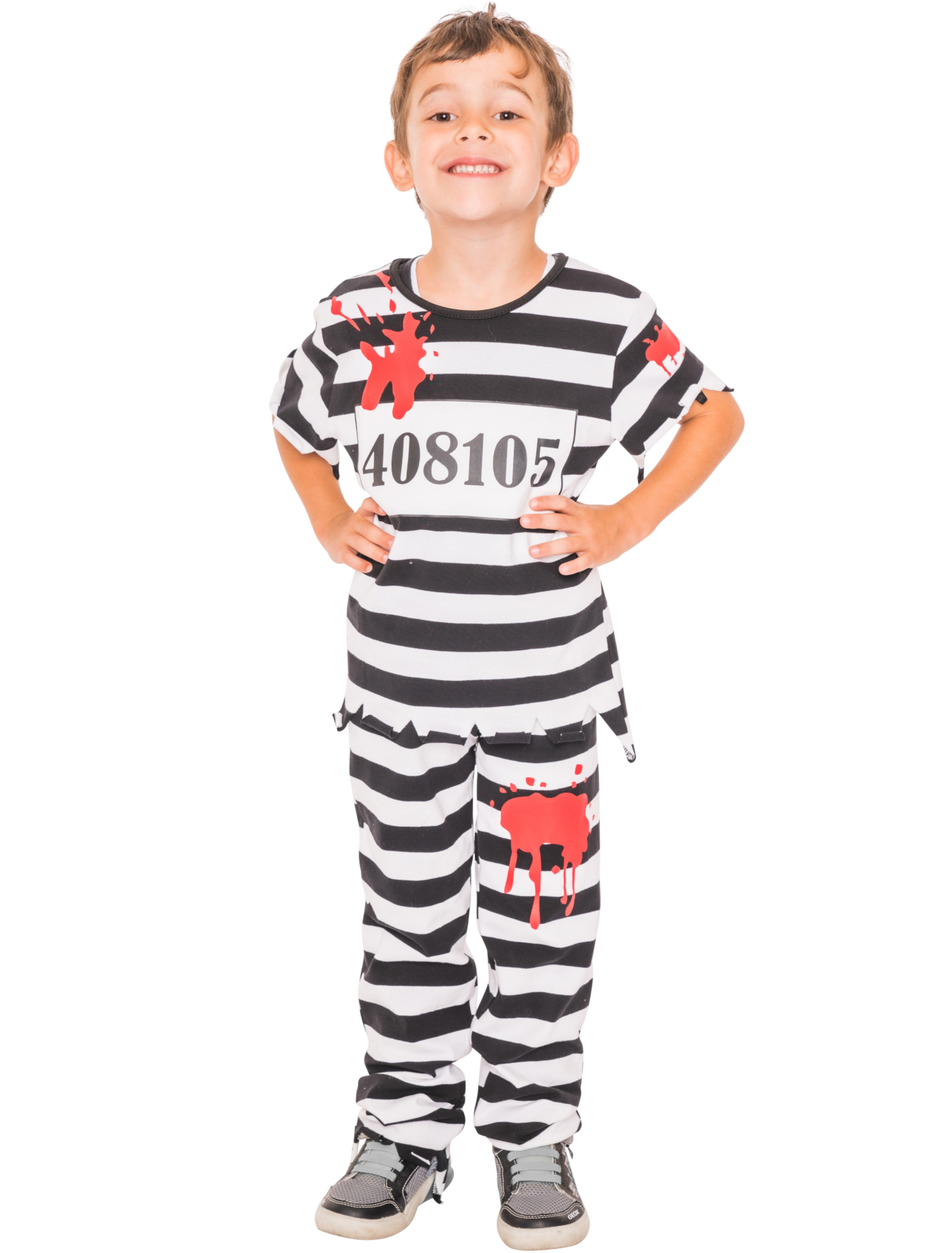 Gefangener mit Blut Kinder 2-tlg. schwarz/weiß 152