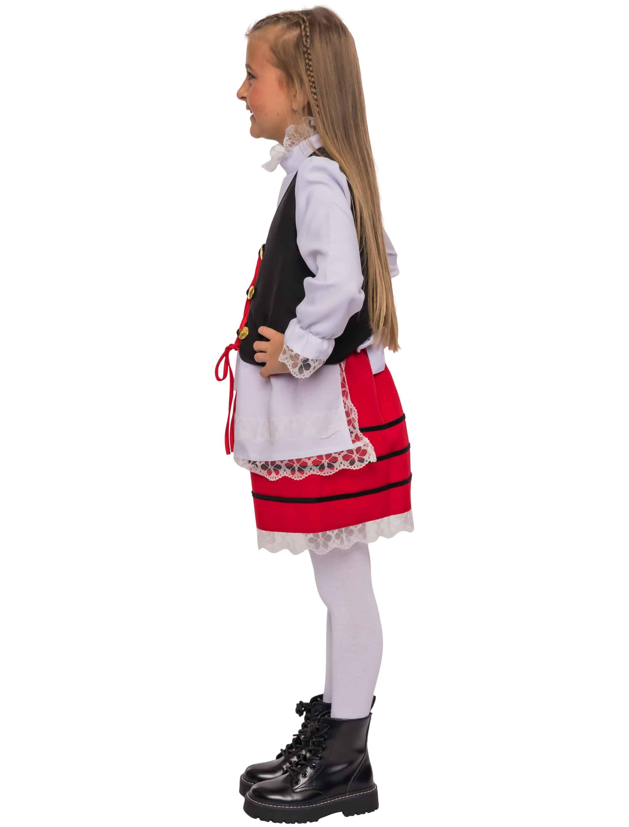 Bärbelchen 3-tlg. Mädchen schwarz/weiß/rot 128