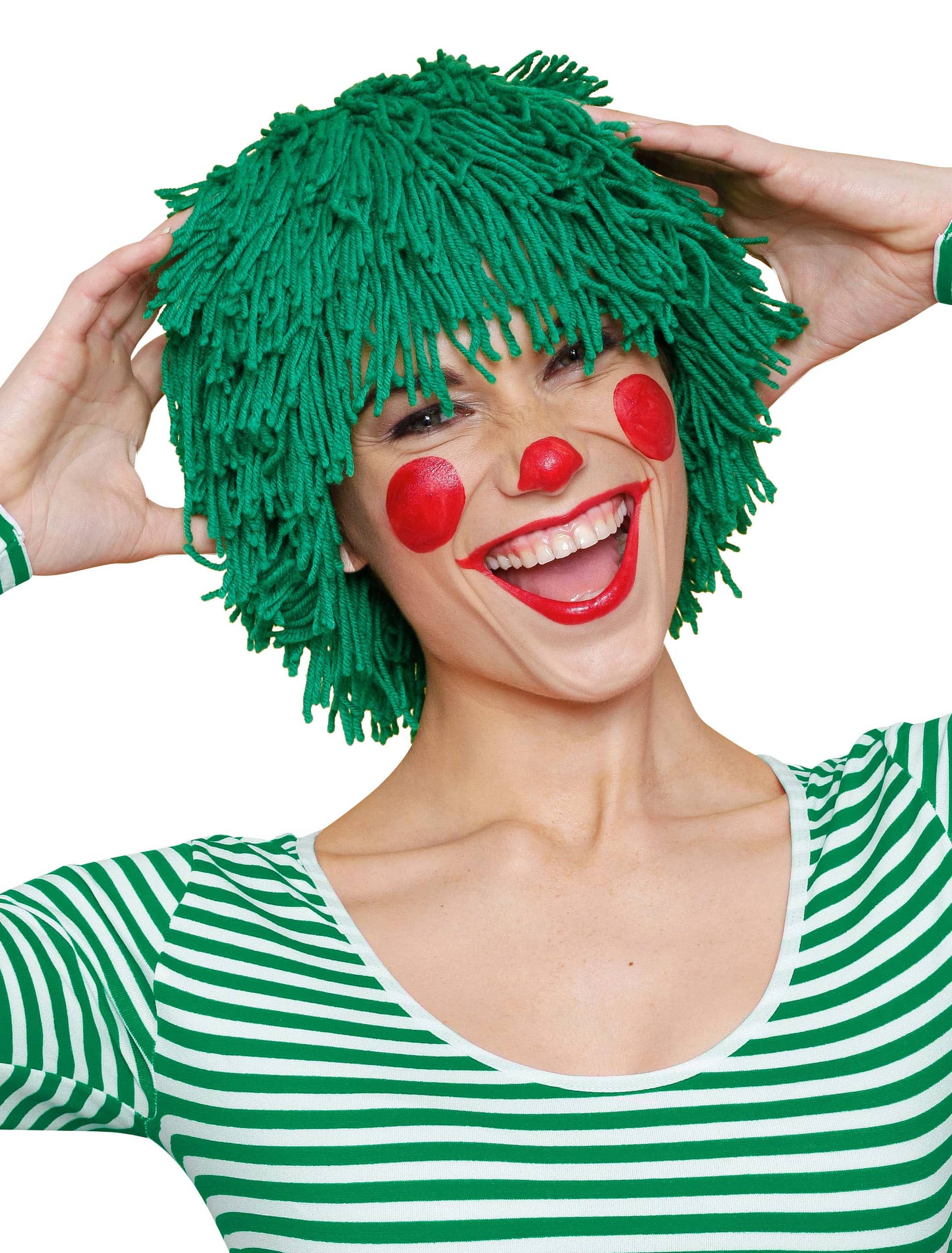 Perücke Clown Wolle grün one size