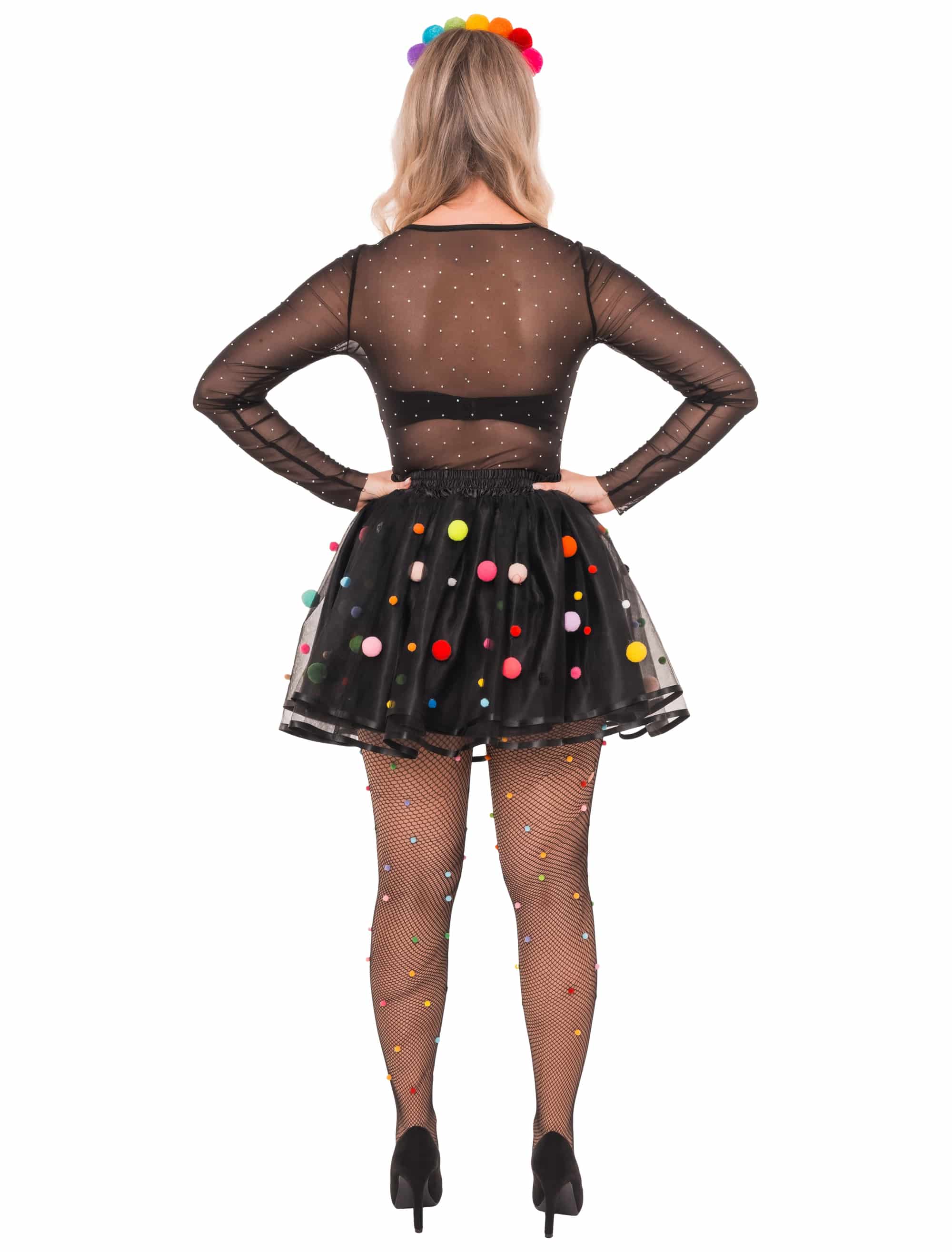Tüllrock mit Pompoms Damen bunt one size
