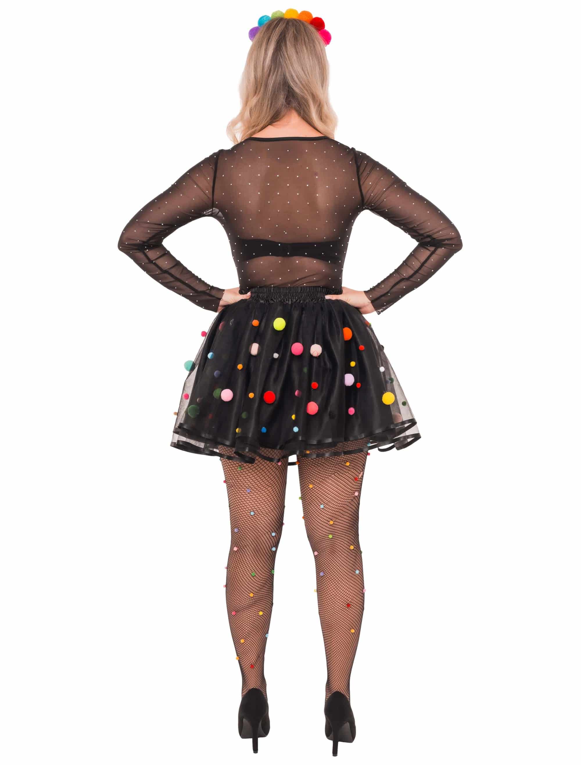 Tüllrock mit Pompoms Damen bunt one size