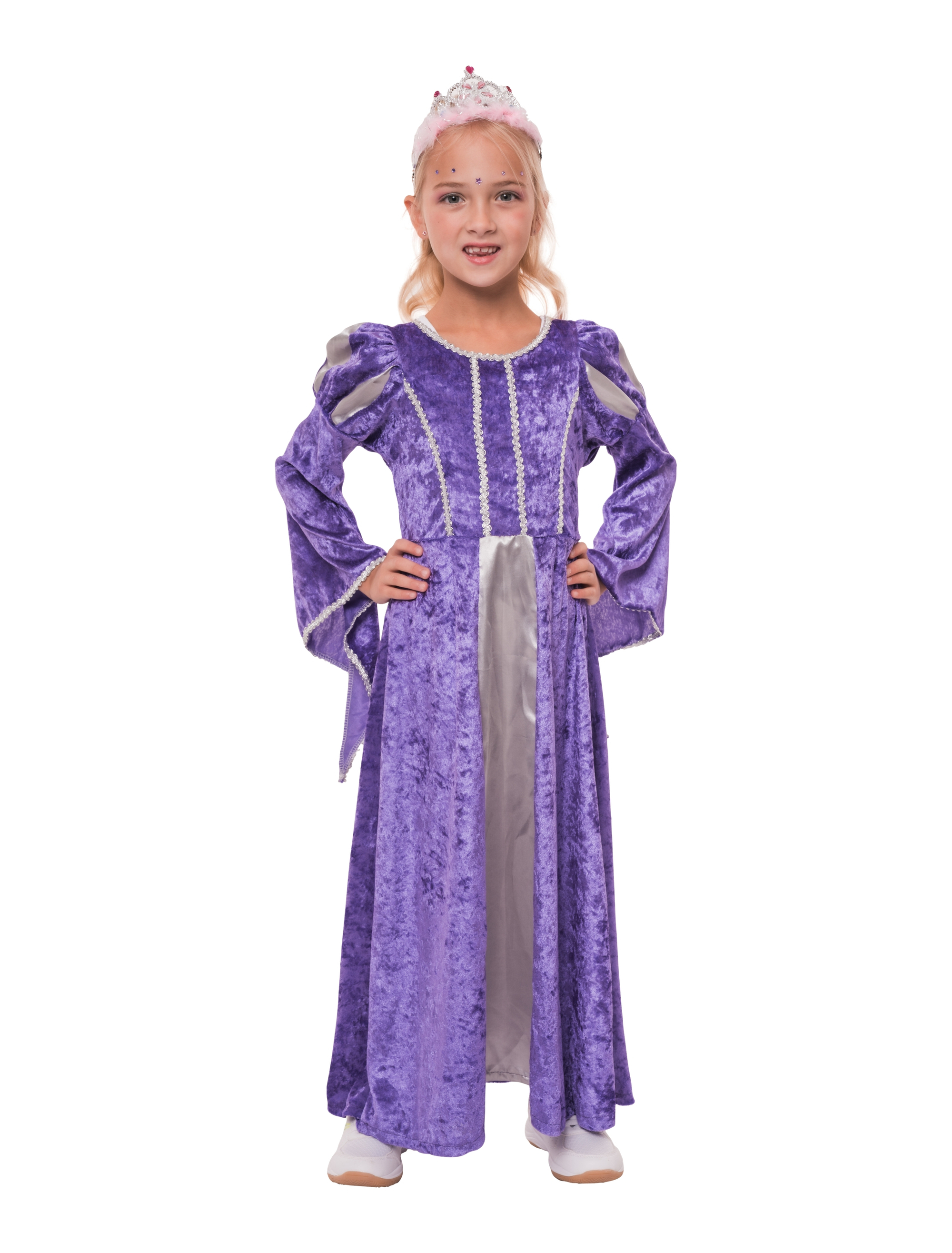 Kleid Burgfräulein Kinder lila/silber 128