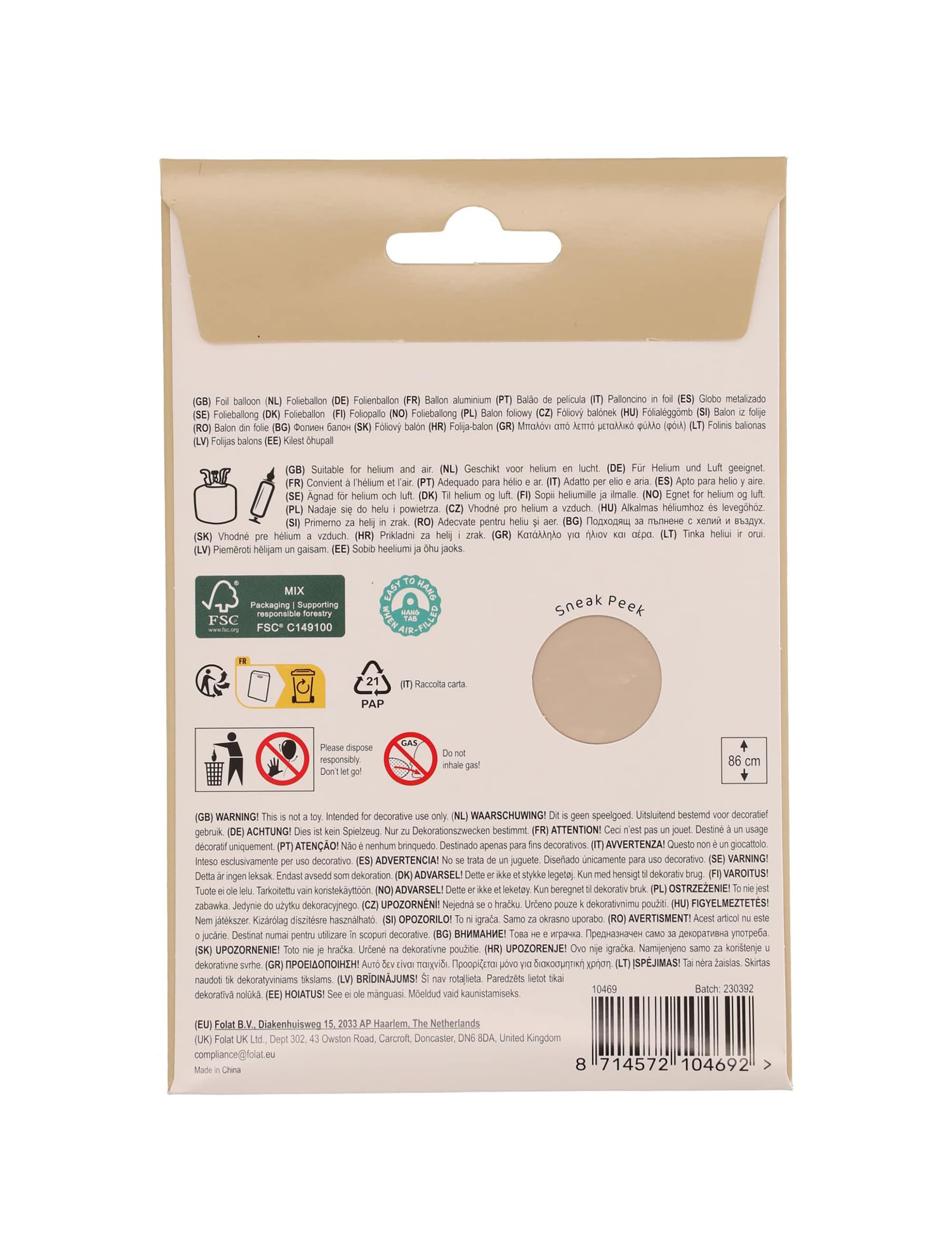 Folienballon Zahl 9 L matt gold