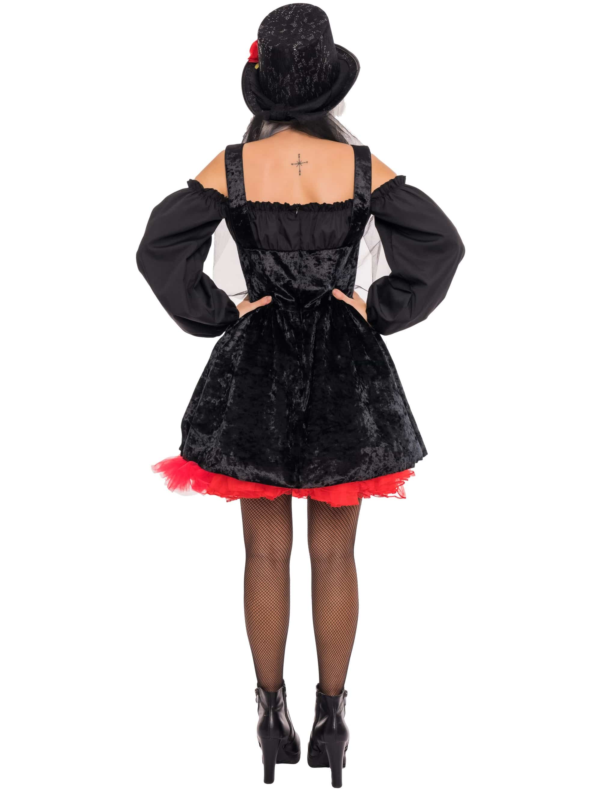 Kleid Piratin sexy Damen schwarz/rot XL