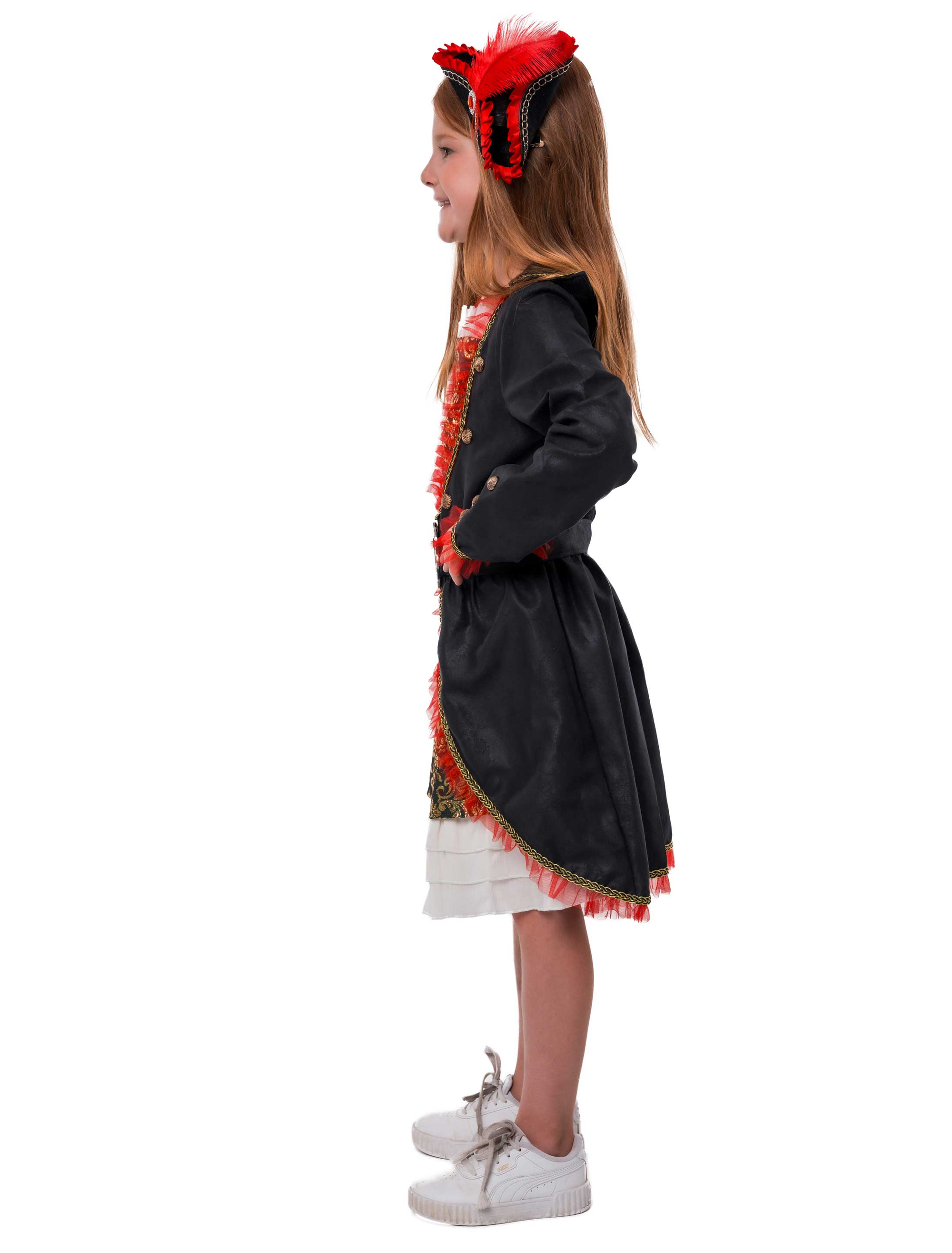 Kleid Piratin Kinder schwarz/rot/gold 104/116